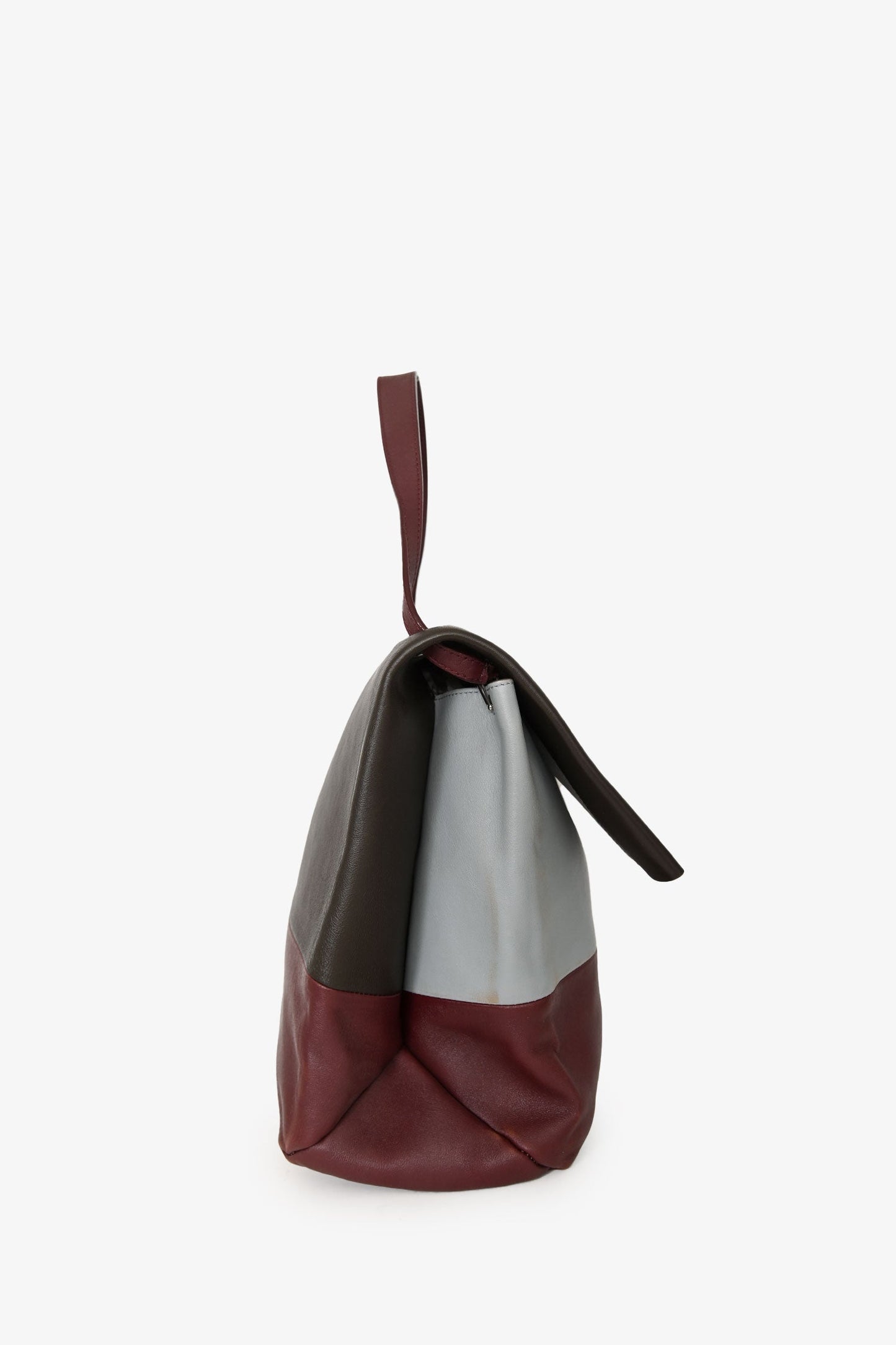 Celine Brown/Burgundy Leather All Soft Bag