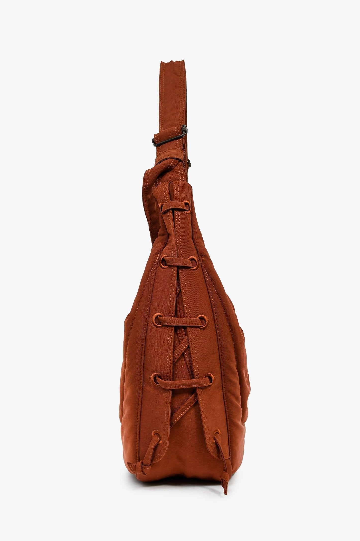 Lemaire Rust Brown Quilted Canvas Soft Game Medium Shoulder Bag