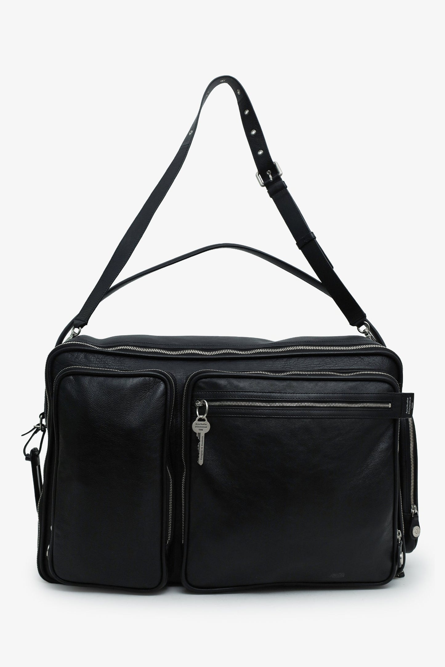Acne Studios Black Leather Camero Hotel Duffle Bag