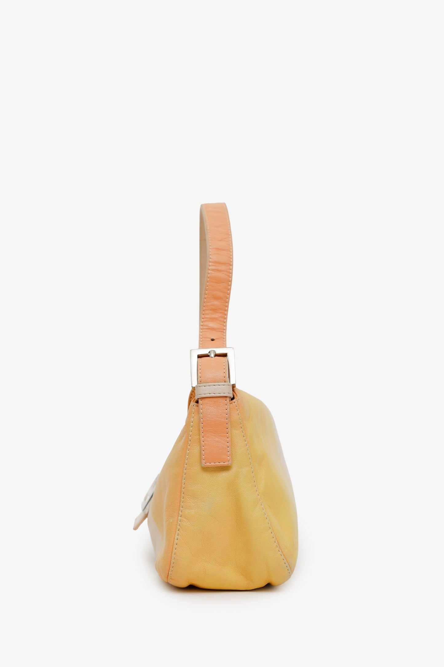 Fendi Pink/Yellow Colourblock Leather Baguette Shoulder Bag