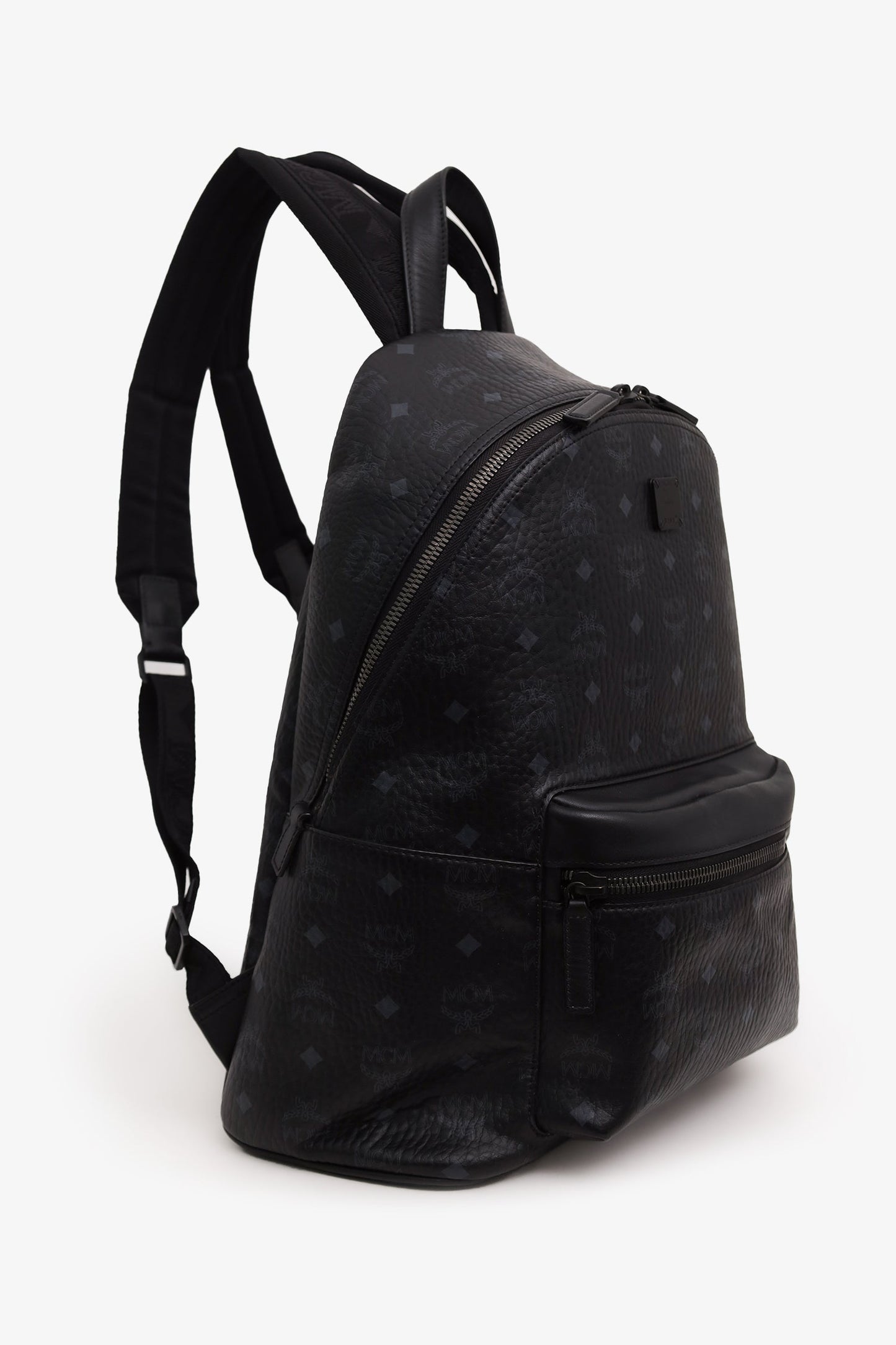 MCM Black Leather Monogram Medium Stark Backpack