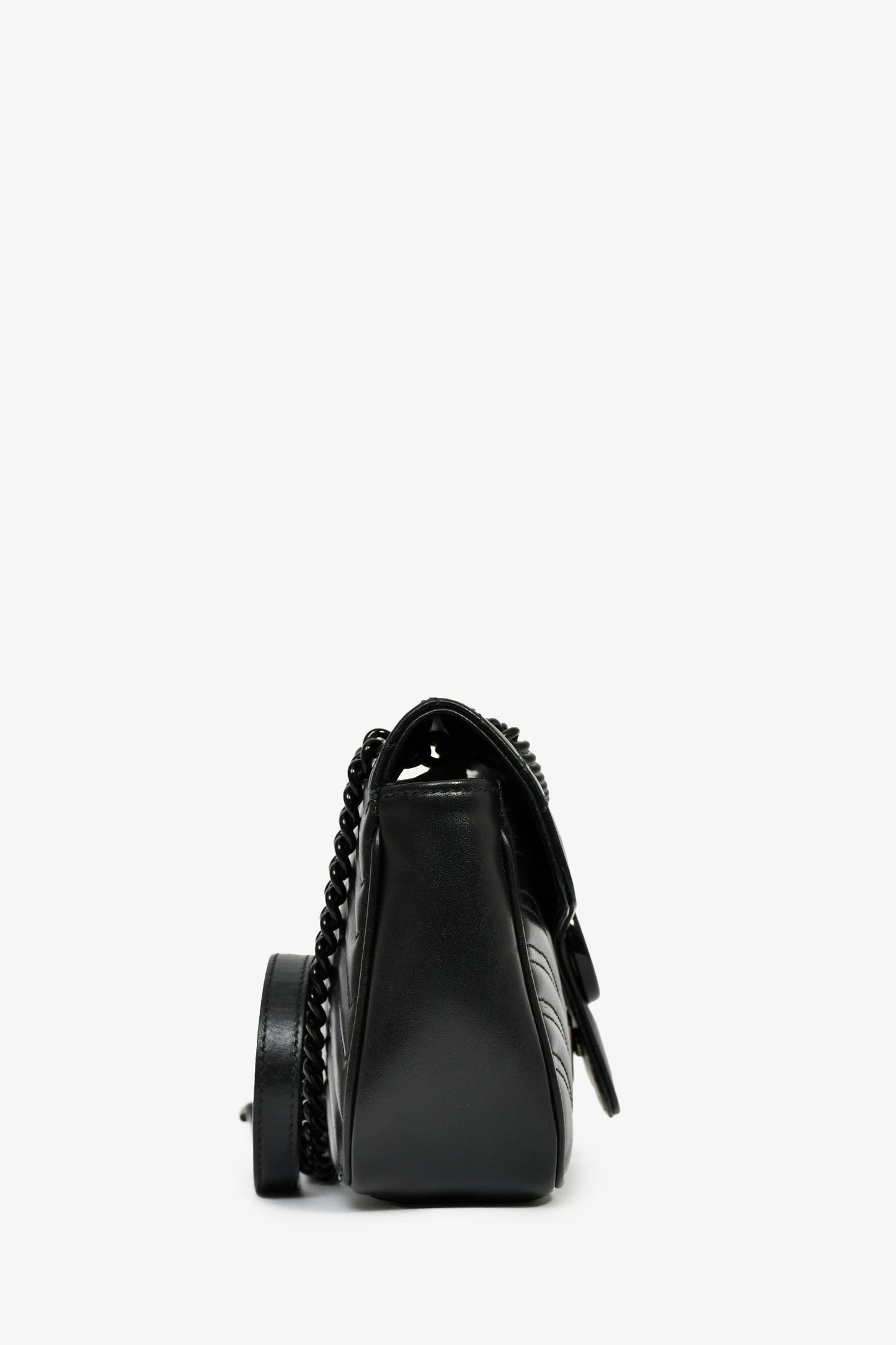 Gucci Black Leather Marmont Medium Shoulder Bag