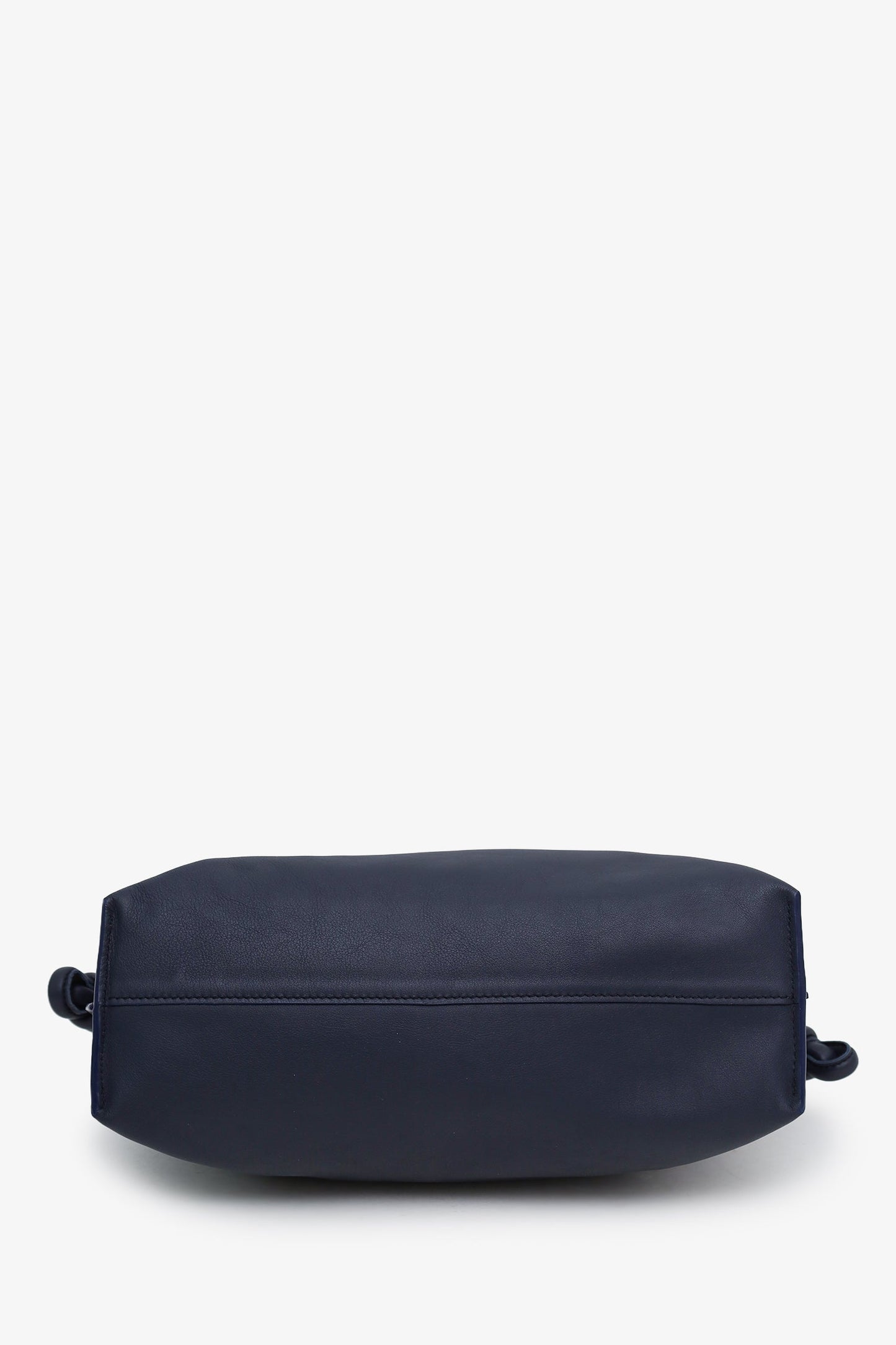 Loewe Navy Leather Medium Flamenco Leather Clutch With Extra Canvas And Woven Spiral Straps