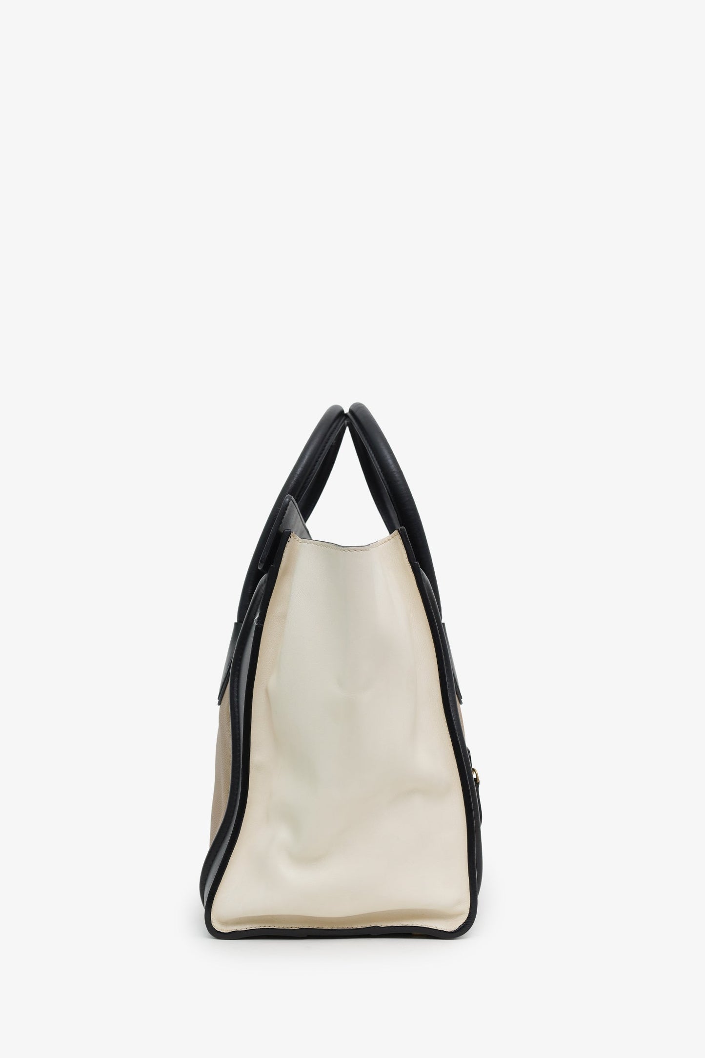 Celine Black/Beige/Cream Leather Mini Luggage Tote