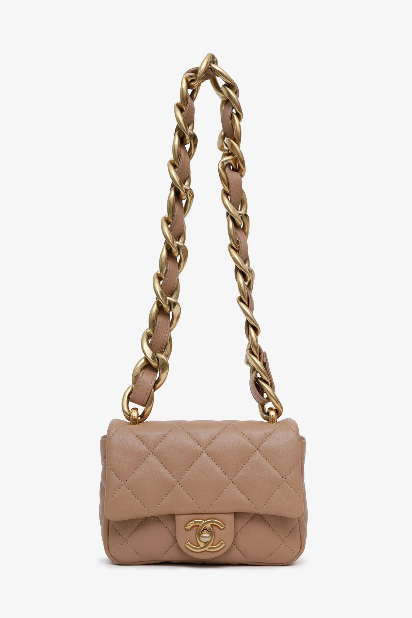 Chanel™ 2022 Spring Summer Beige Lambskin Small Funky Town Flap Shoulder Bag