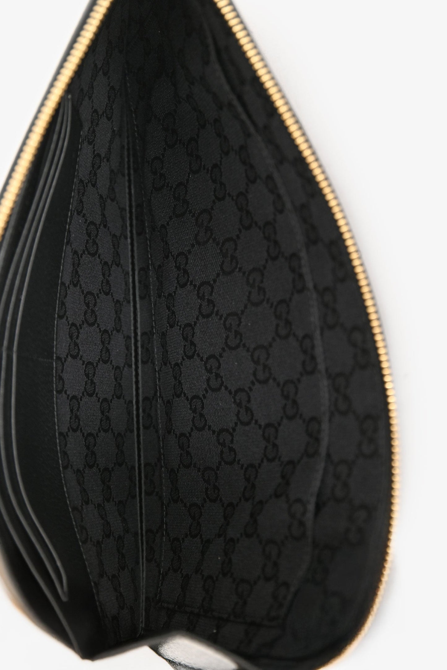 Gucci Black Leather Horsebit 1955 Zip Pouch