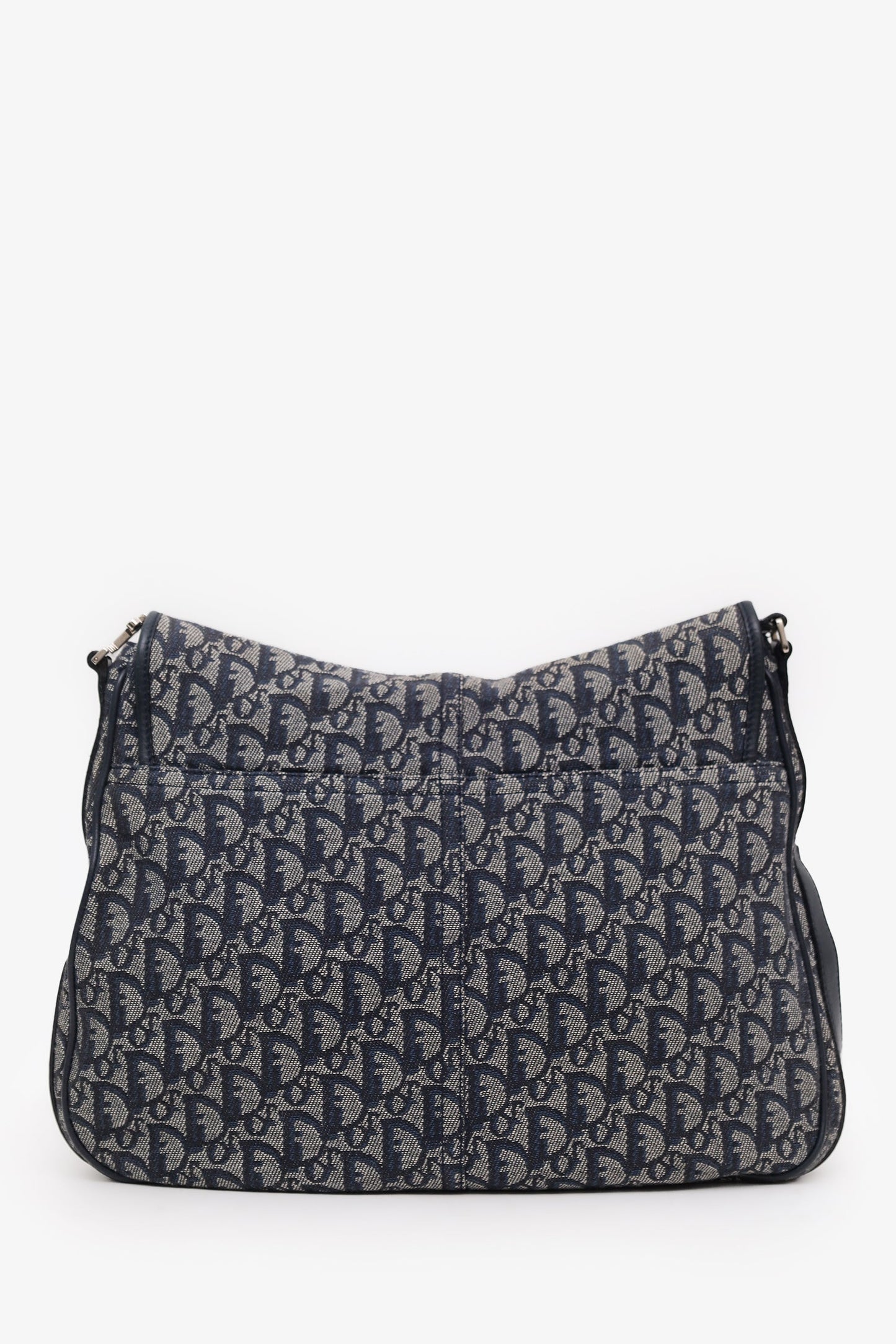 Christian Dior Navy Oblique Trotter Canvas Flap Crossbody Bag