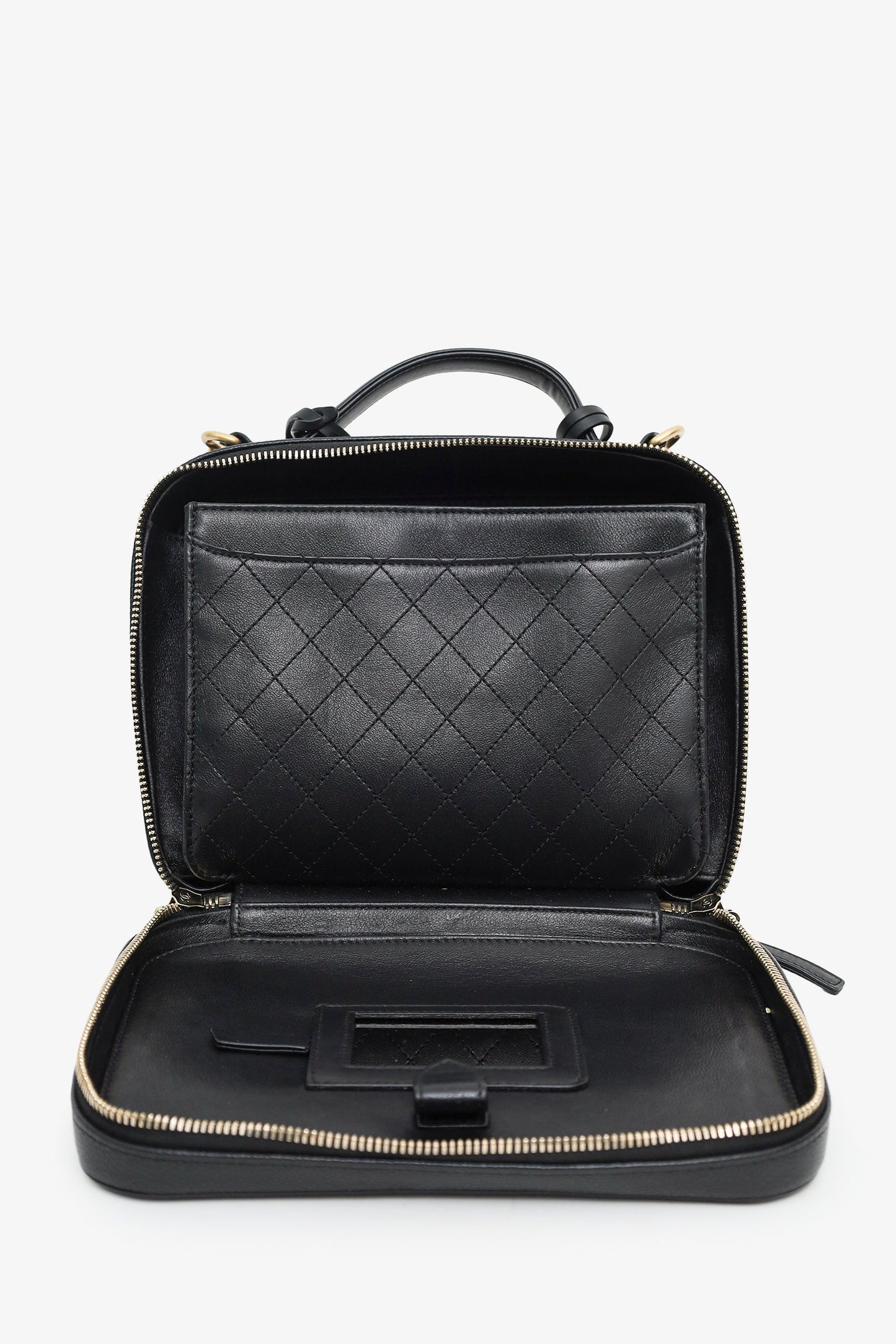 Chanel™ 2018-19 Black Caviar Leather Large Filigree Vanity Case