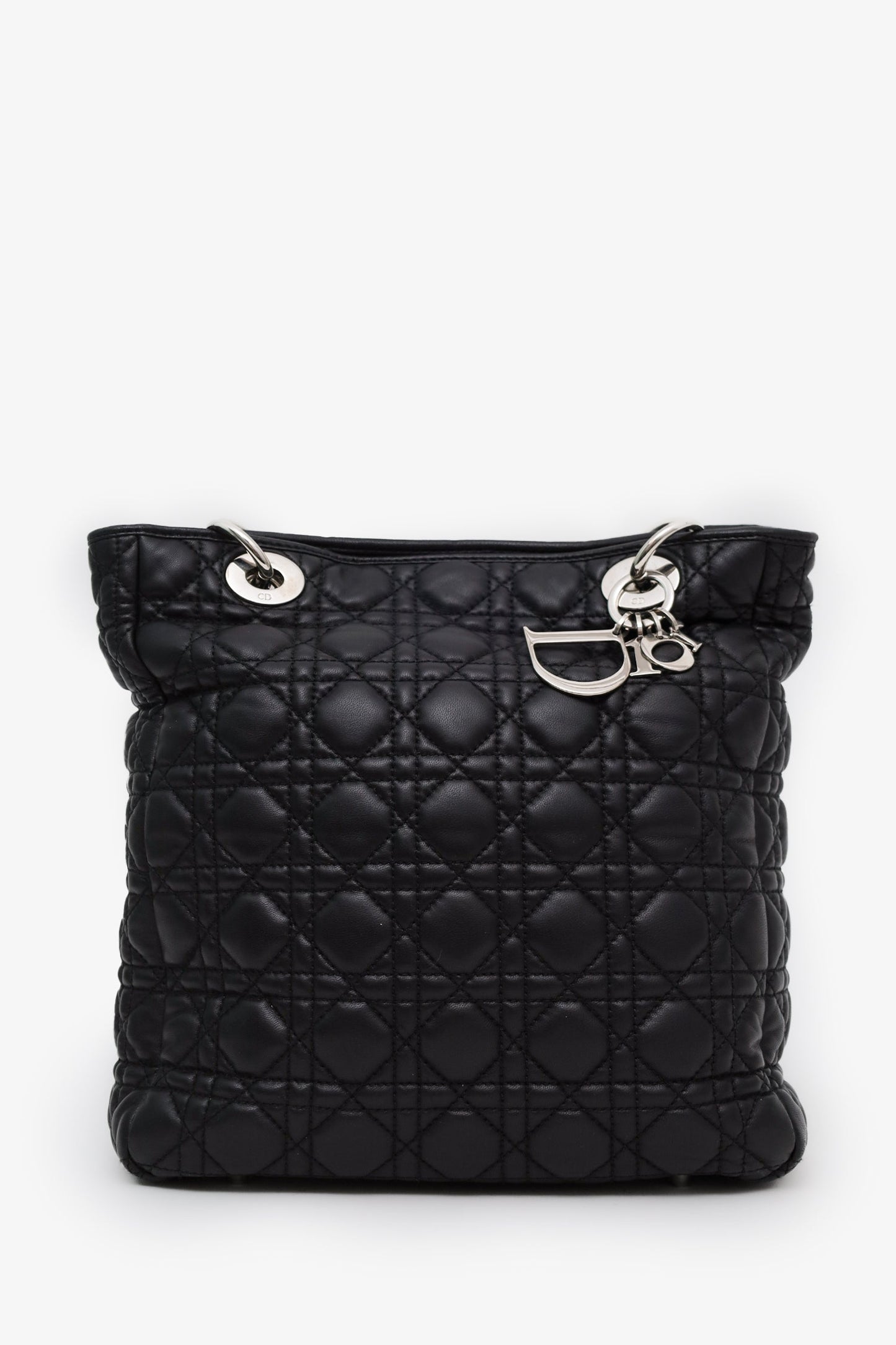 Christian Dior 2008 Black Cannage Lambskin Dior Soft Shopping Tote Bag