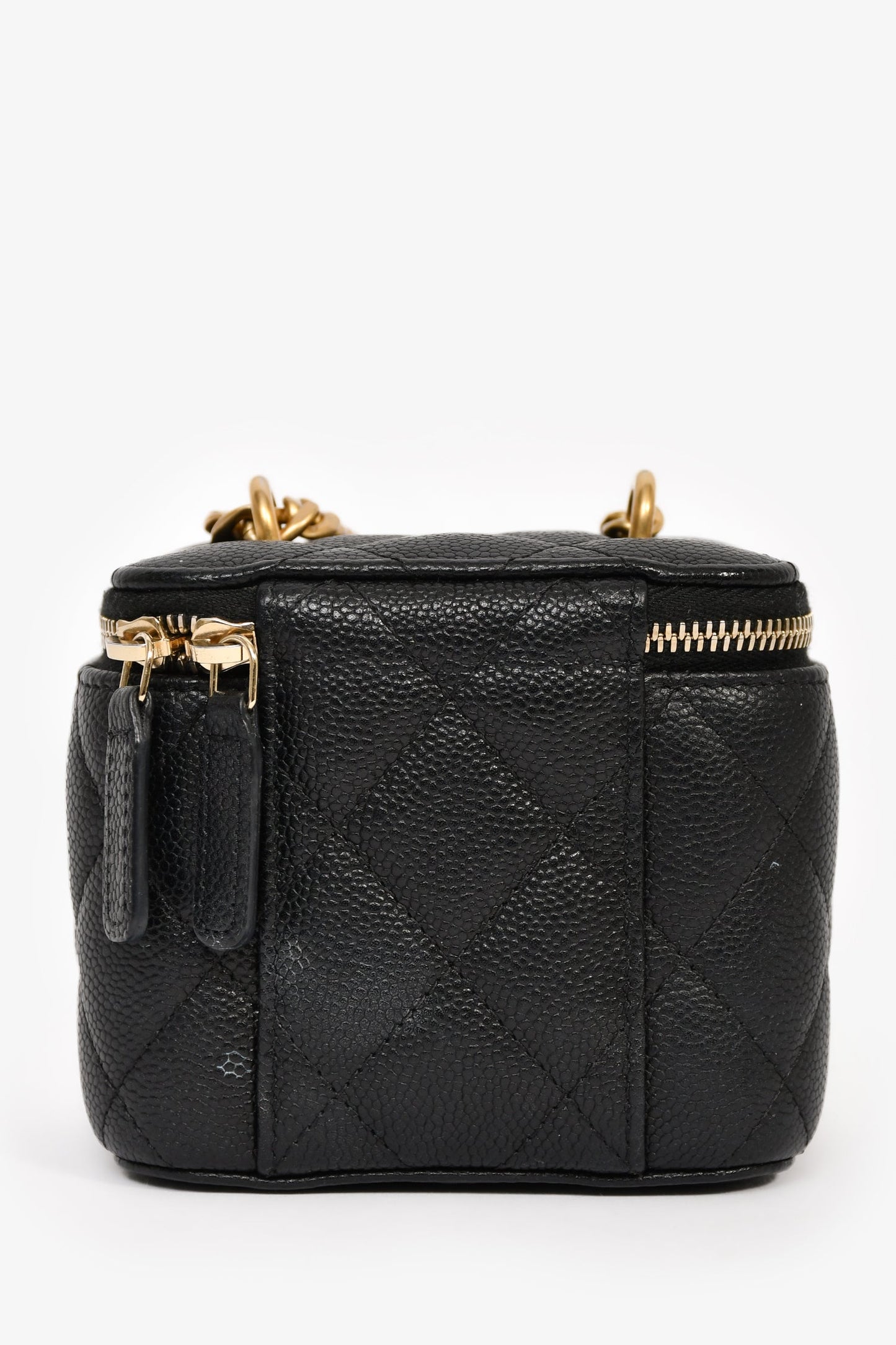 Chanel™ Black Caviar Leather Mini Vanity Crush Crossbody Gold Hardware