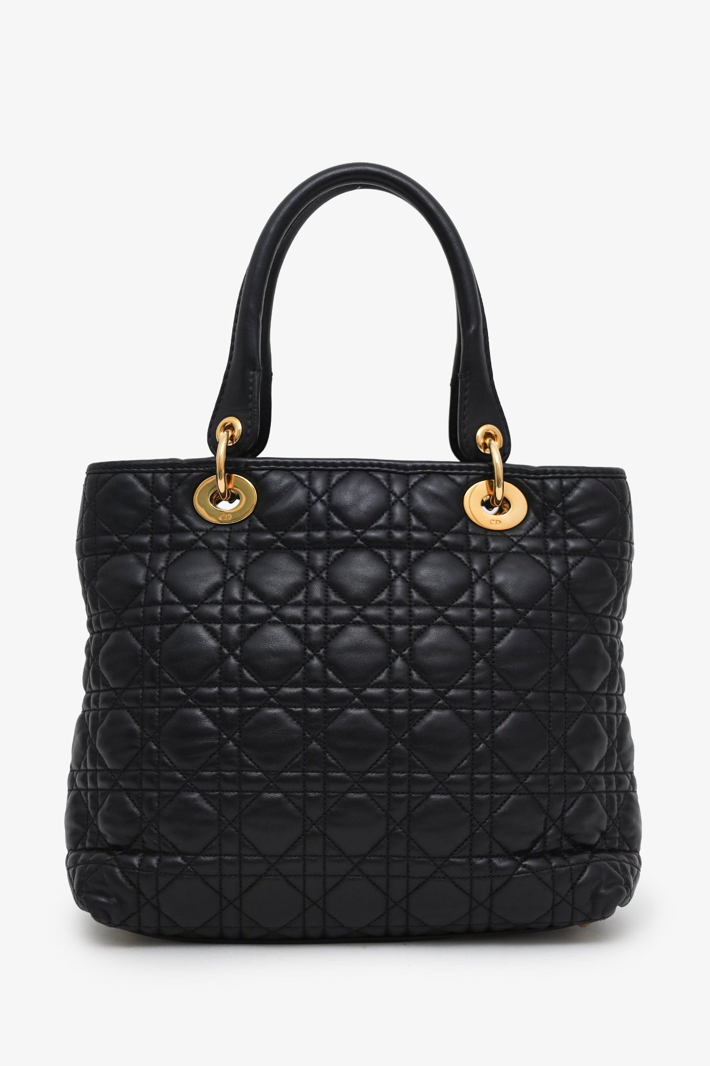 Christian Dior 2009 Black Quilted Soft Leather Lady Dior Tote