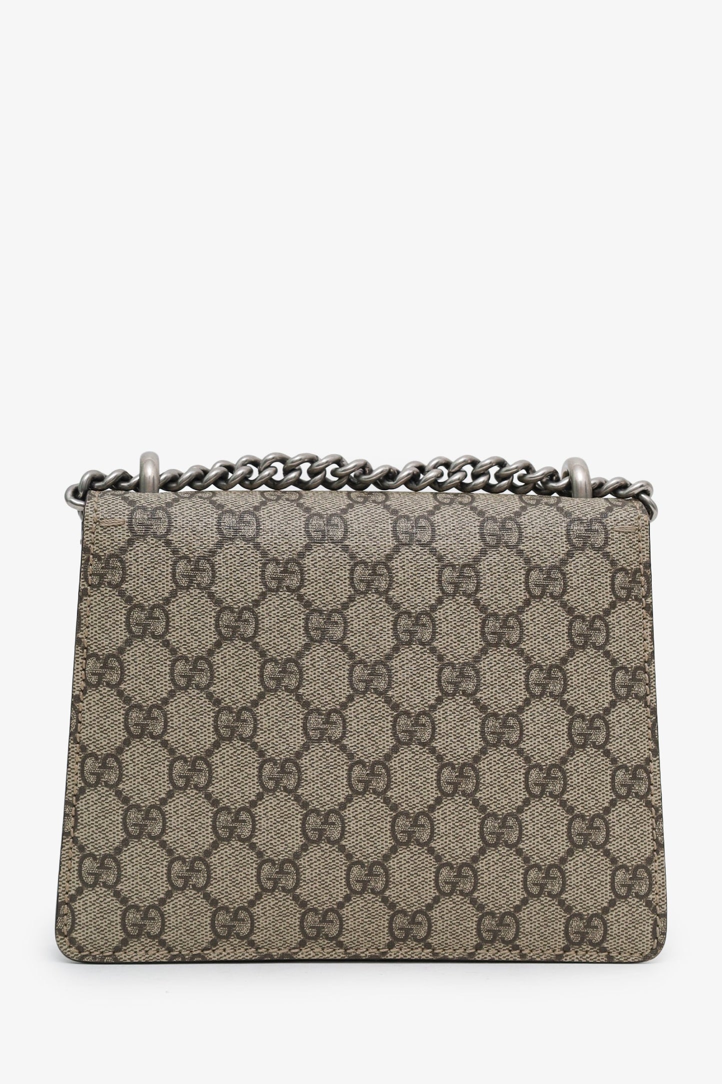 Gucci Beige Canvas Leather Mini Dionysus Chain Shoulder Bag
