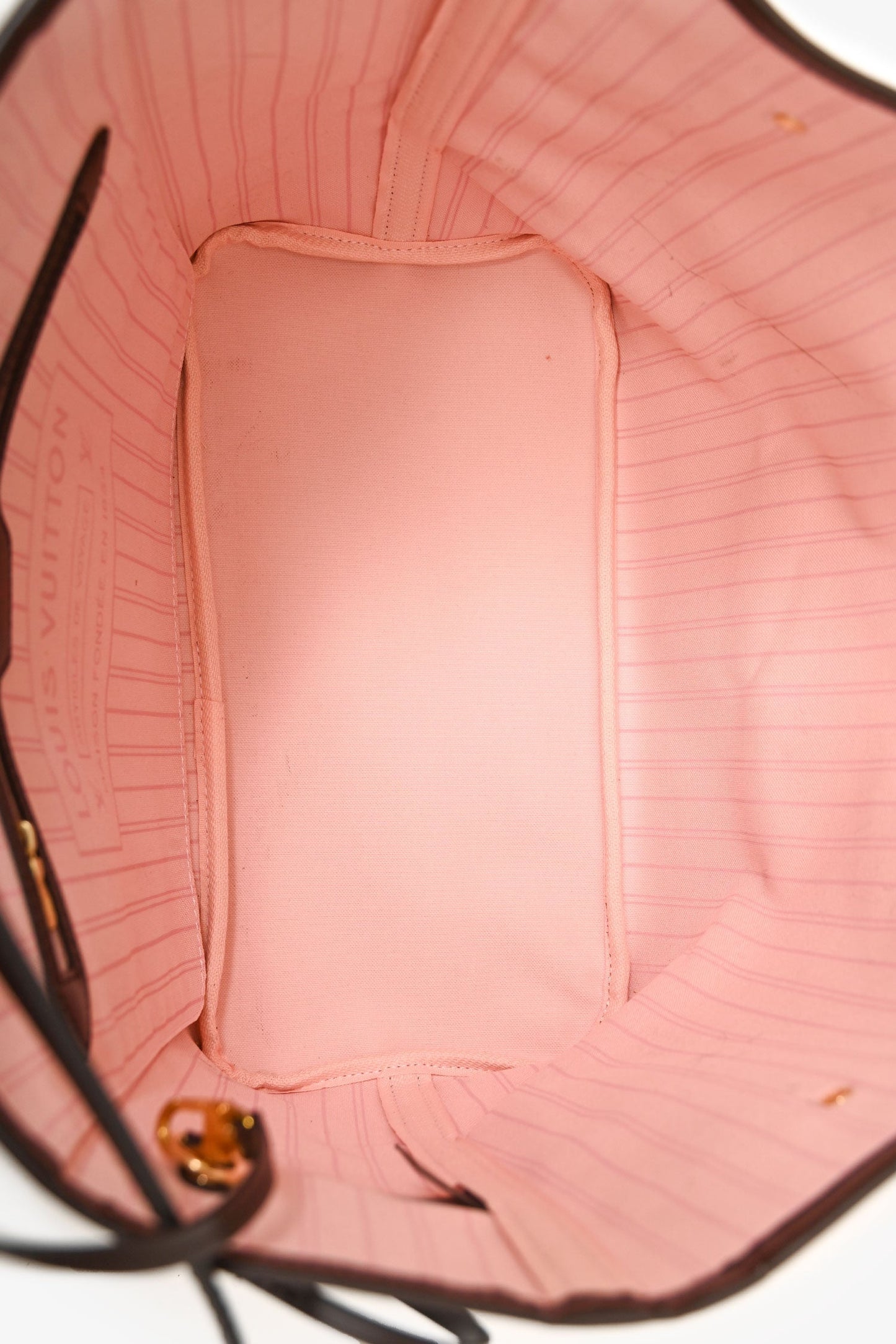 Louis Vuitton 2018 Damier Ebene Rose Ballerine Neverfull MM With Pouch
