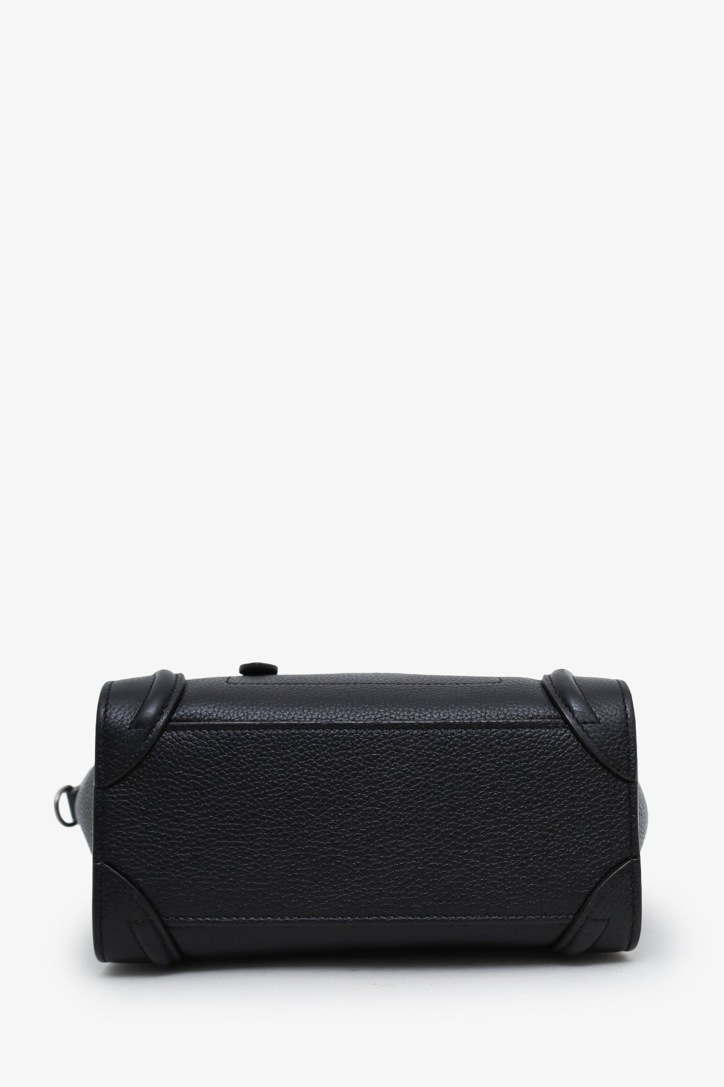 Celine Black Leather Nano Luggage Bag with Strap