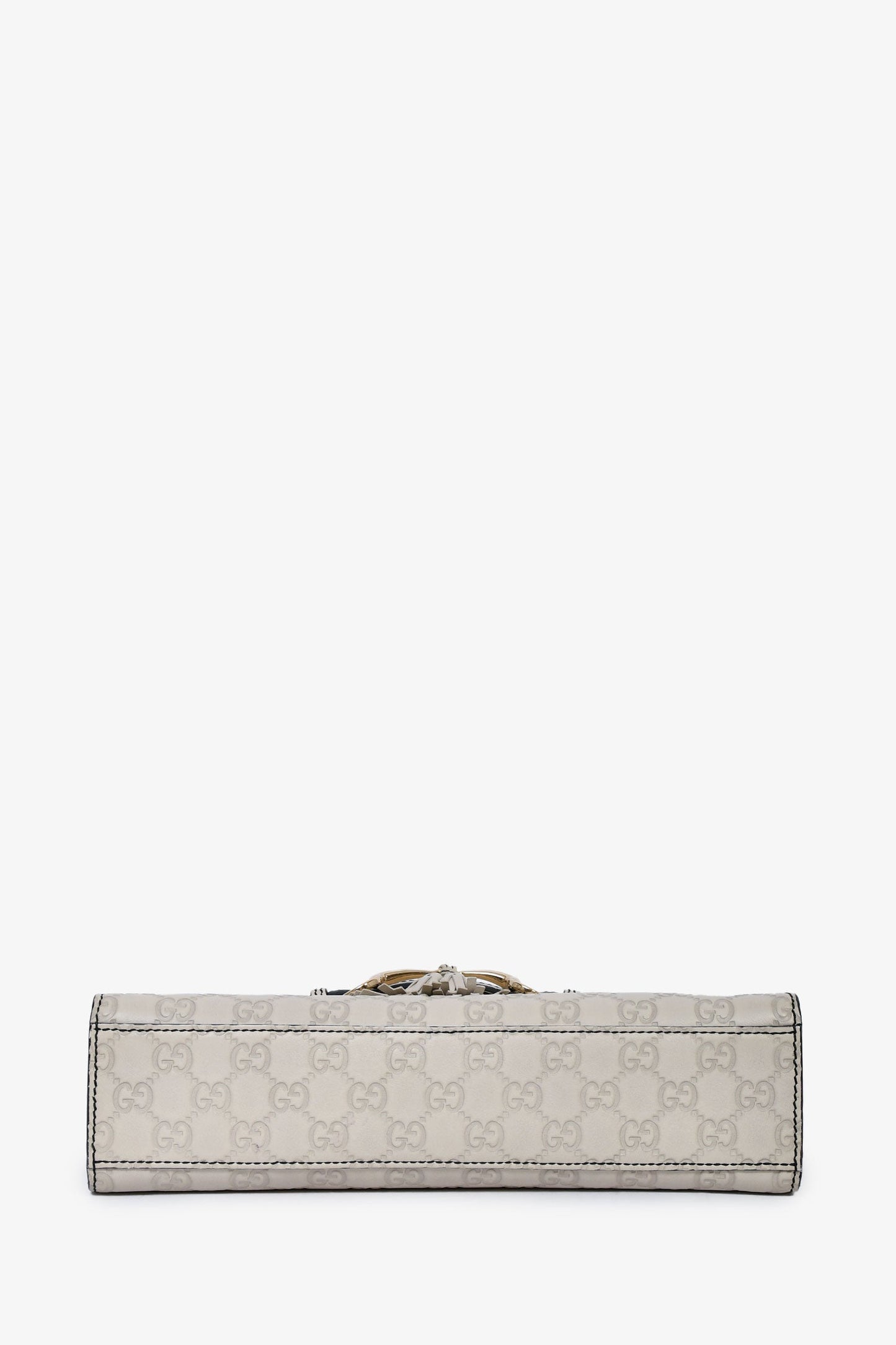 Gucci Light Grey Guccissima Leather Medium Emily Horsebit Chain Bag