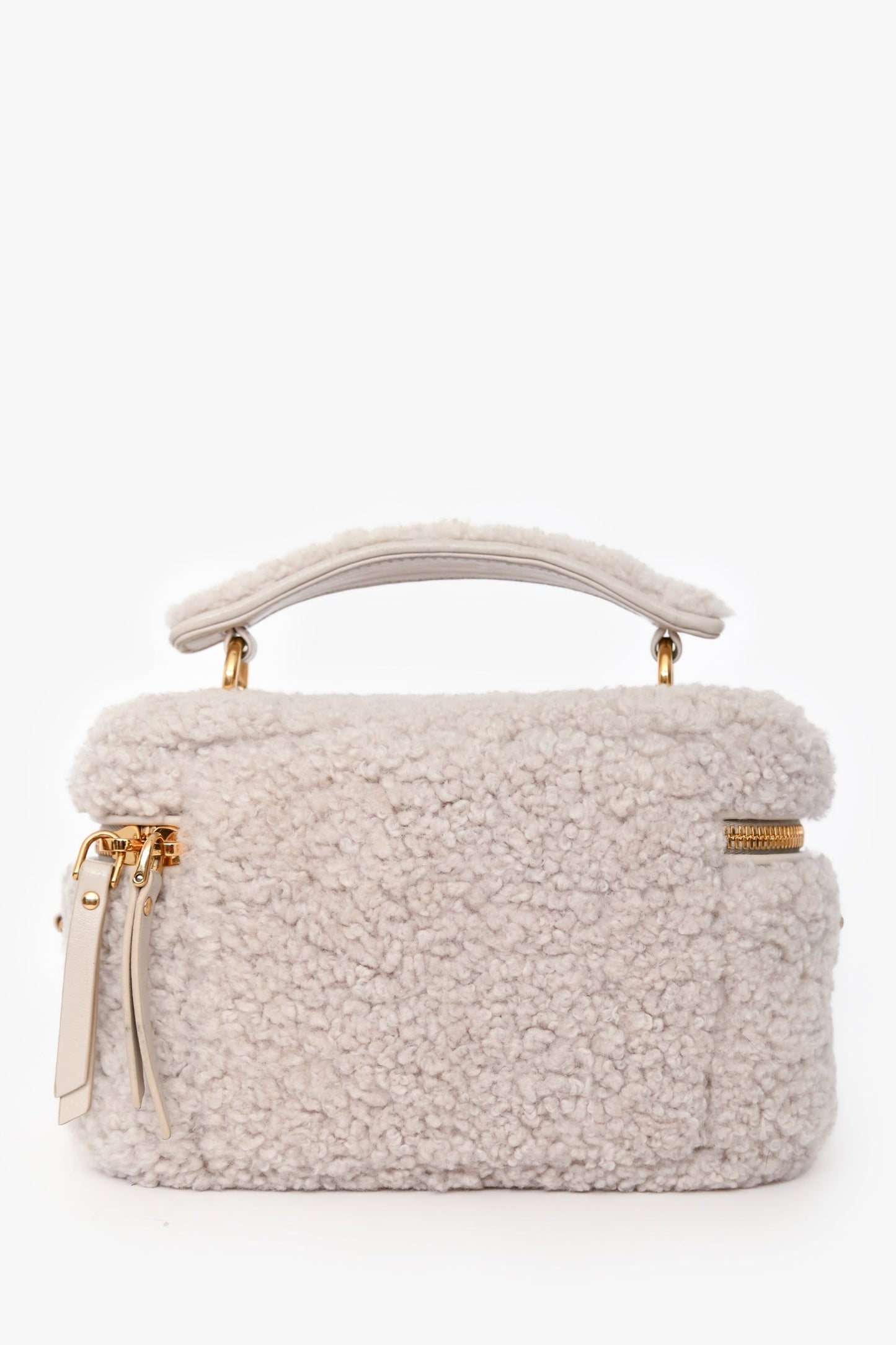 Miu Miu White Sheep Fur Vanity Top Handle
