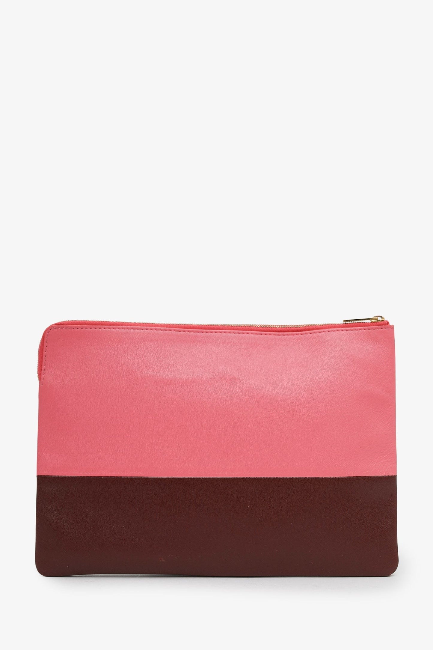 Celine Pink/Burgundy Leather Bi-Colour Solo Pouch Clutch Bag