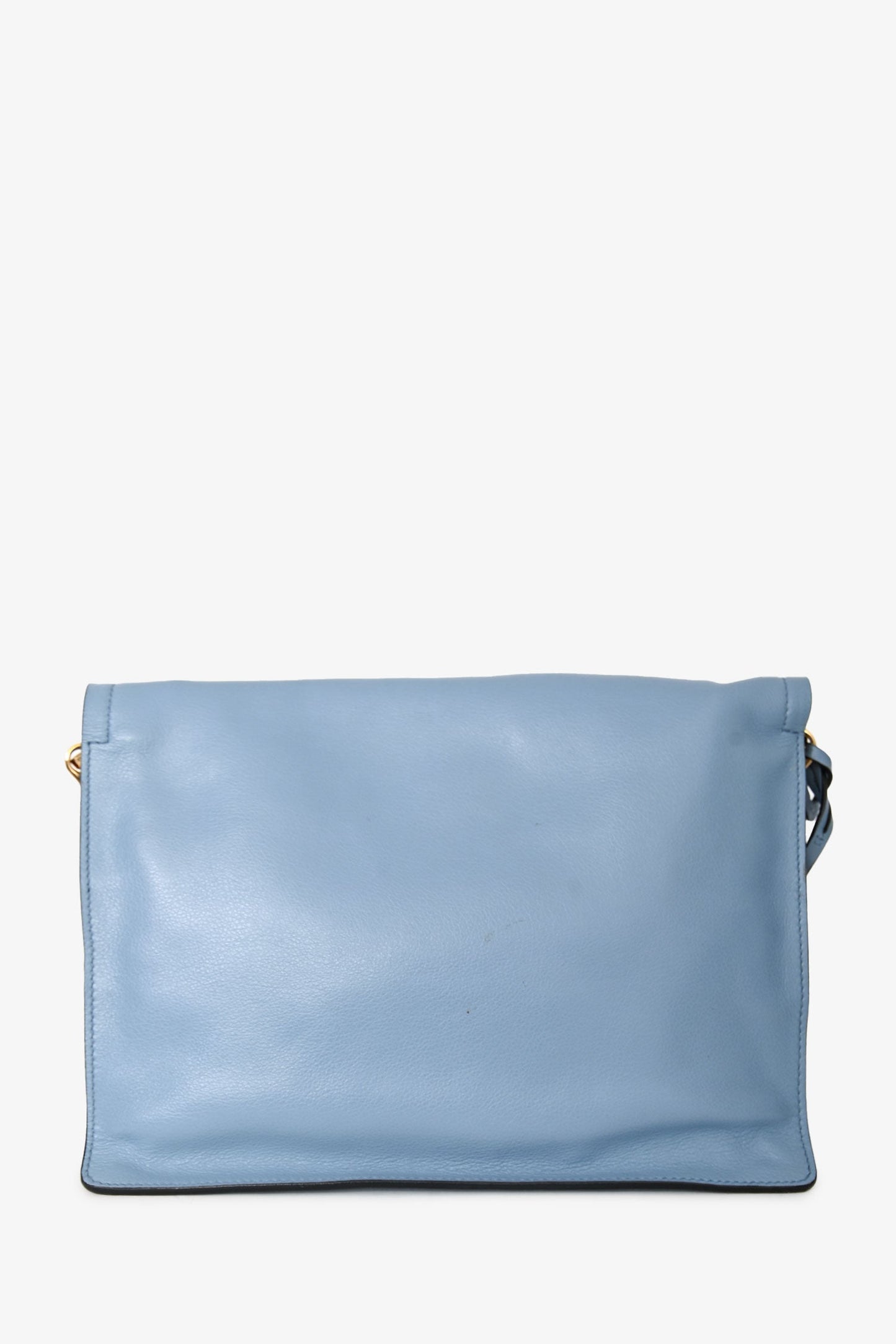 Prada 2019 Blue Glace Calf Flap Messenger Shoulder Bag