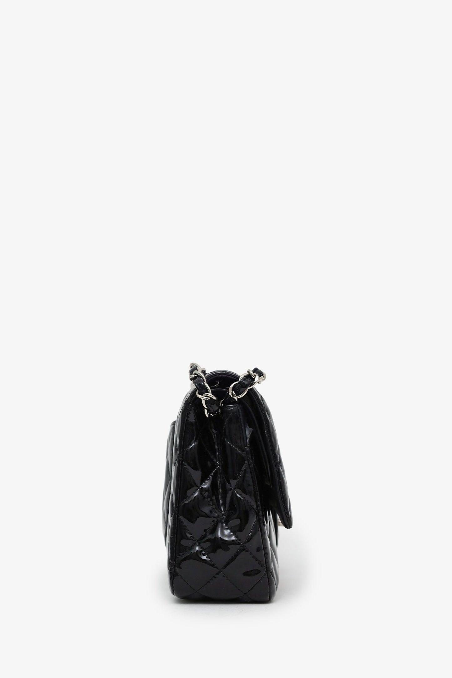 Chanel™ 2012-13 Black Quilted Patent Leather Medium Double Flap