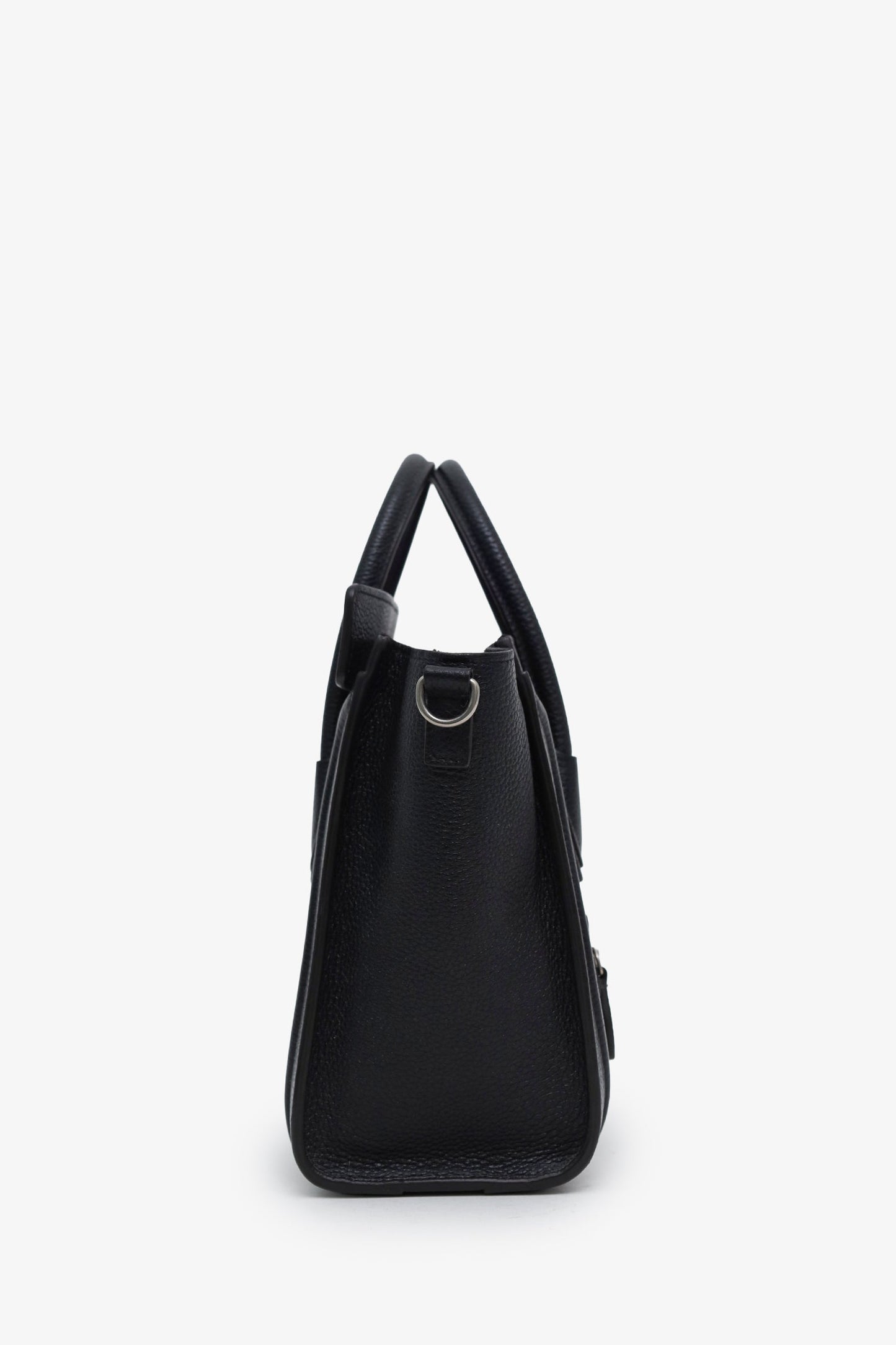 Celine Black Leather Nano Luggage Bag with Strap