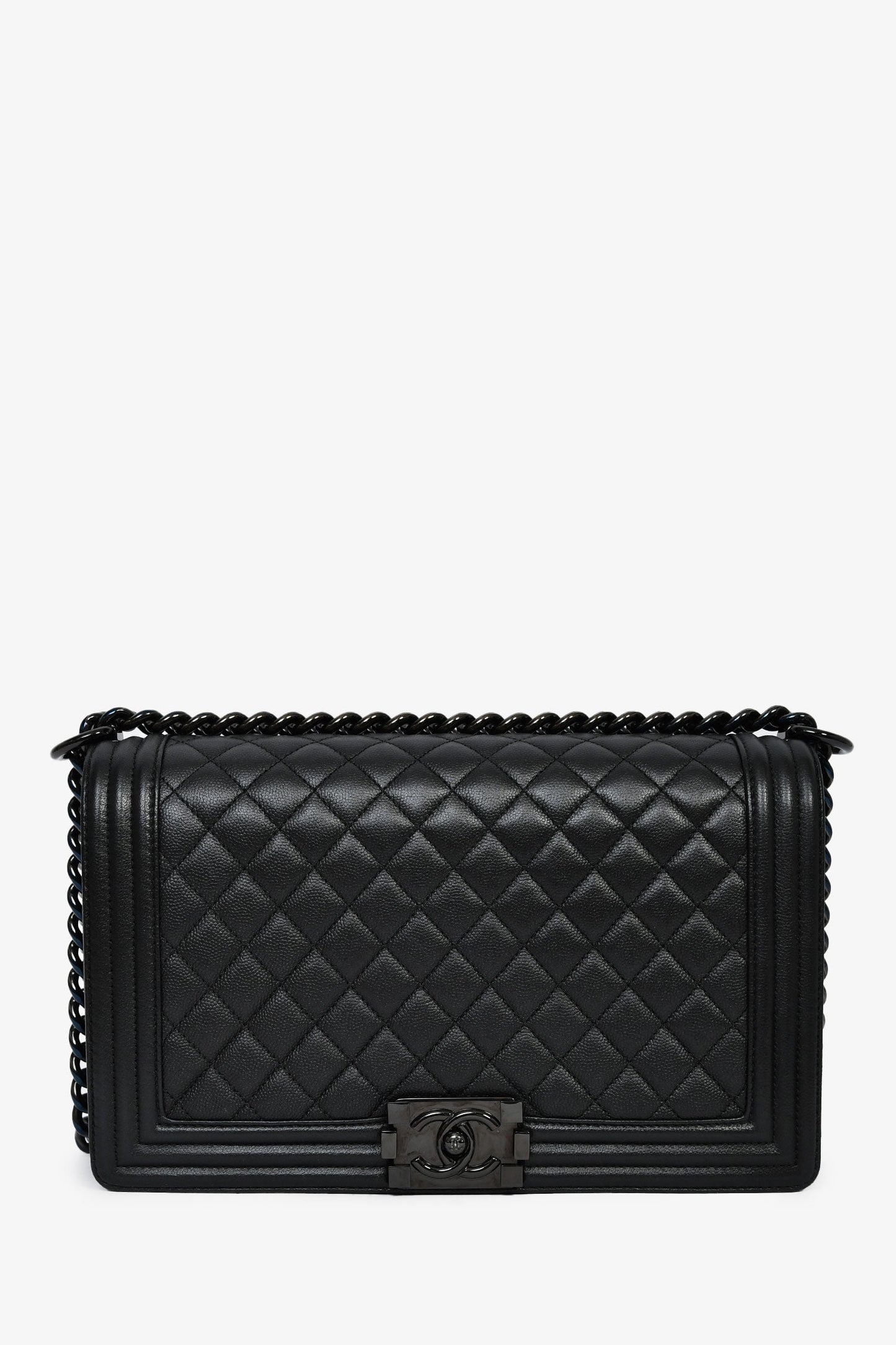 Chanel™ 2017 So Black Caviar Leather Large Boy Bag