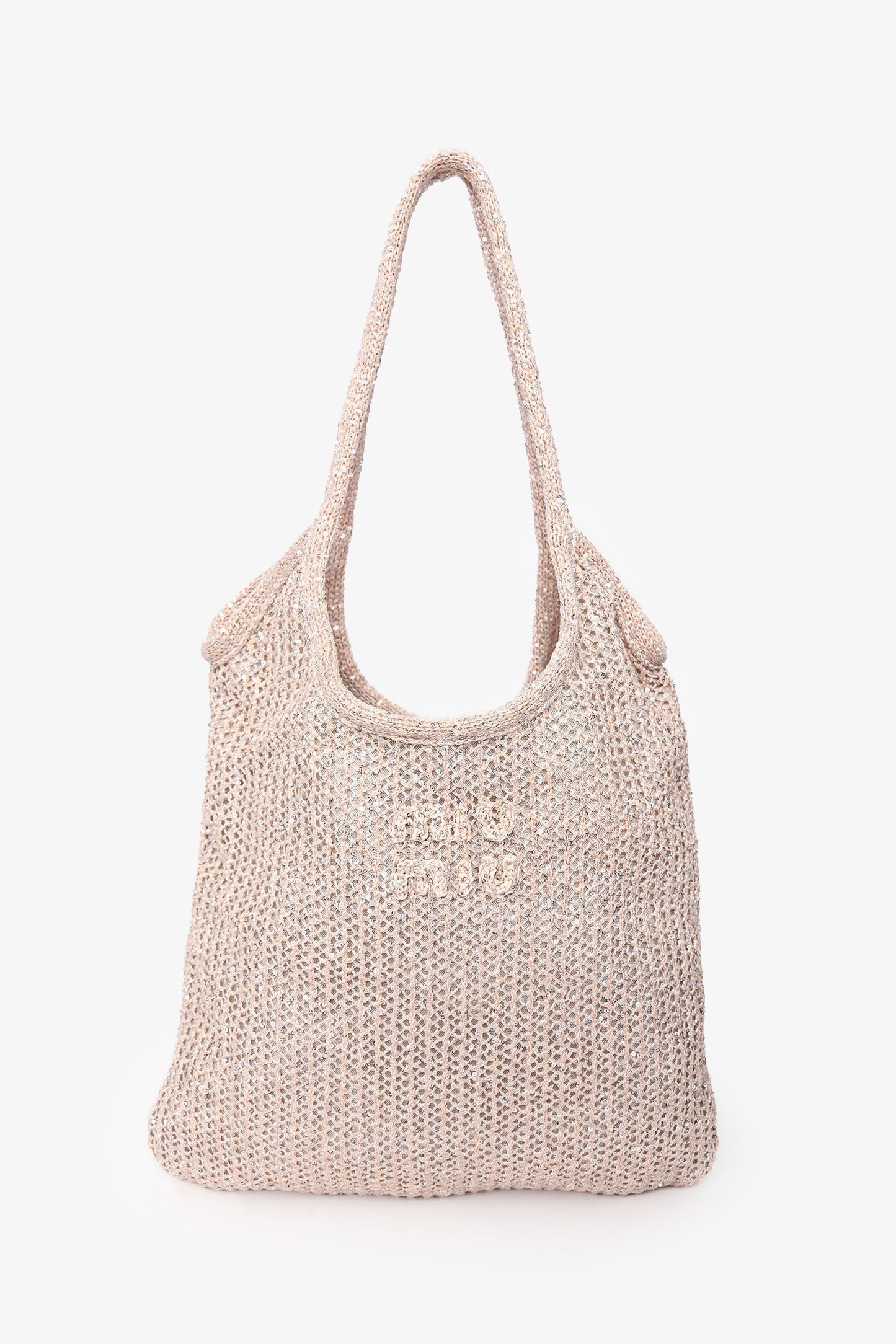 Miu Miu Blush Sequin Mesh Ivy Bag with Leather Pouch