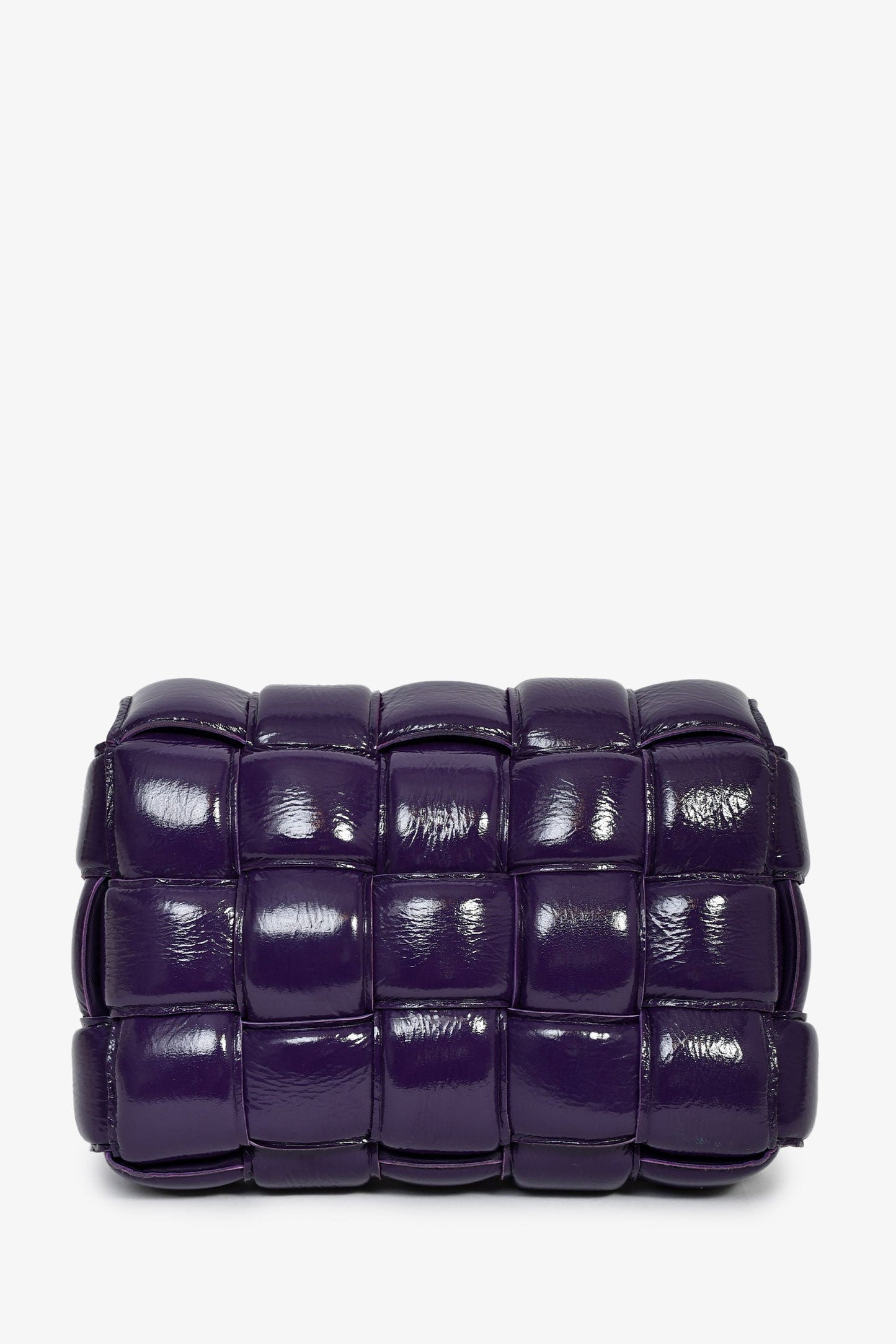 Bottega Veneta Dark Purple Shiny Leather Padded Cassette Crossbody Bag