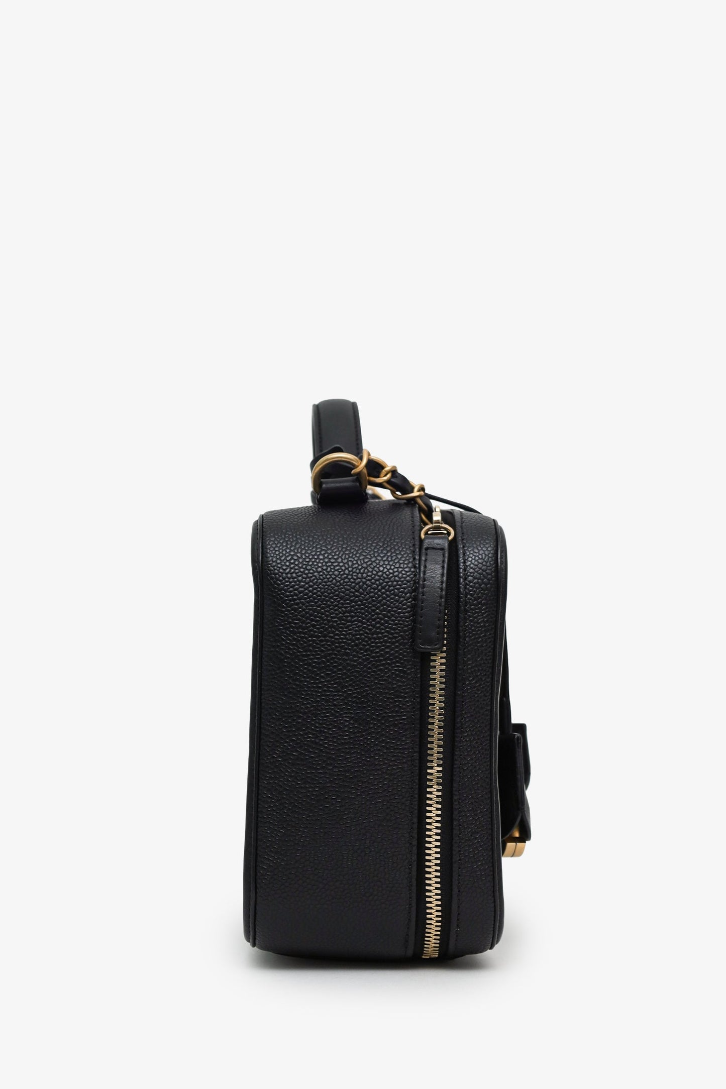 Chanel™ 2018-19 Black Caviar Leather Large Filigree Vanity Case