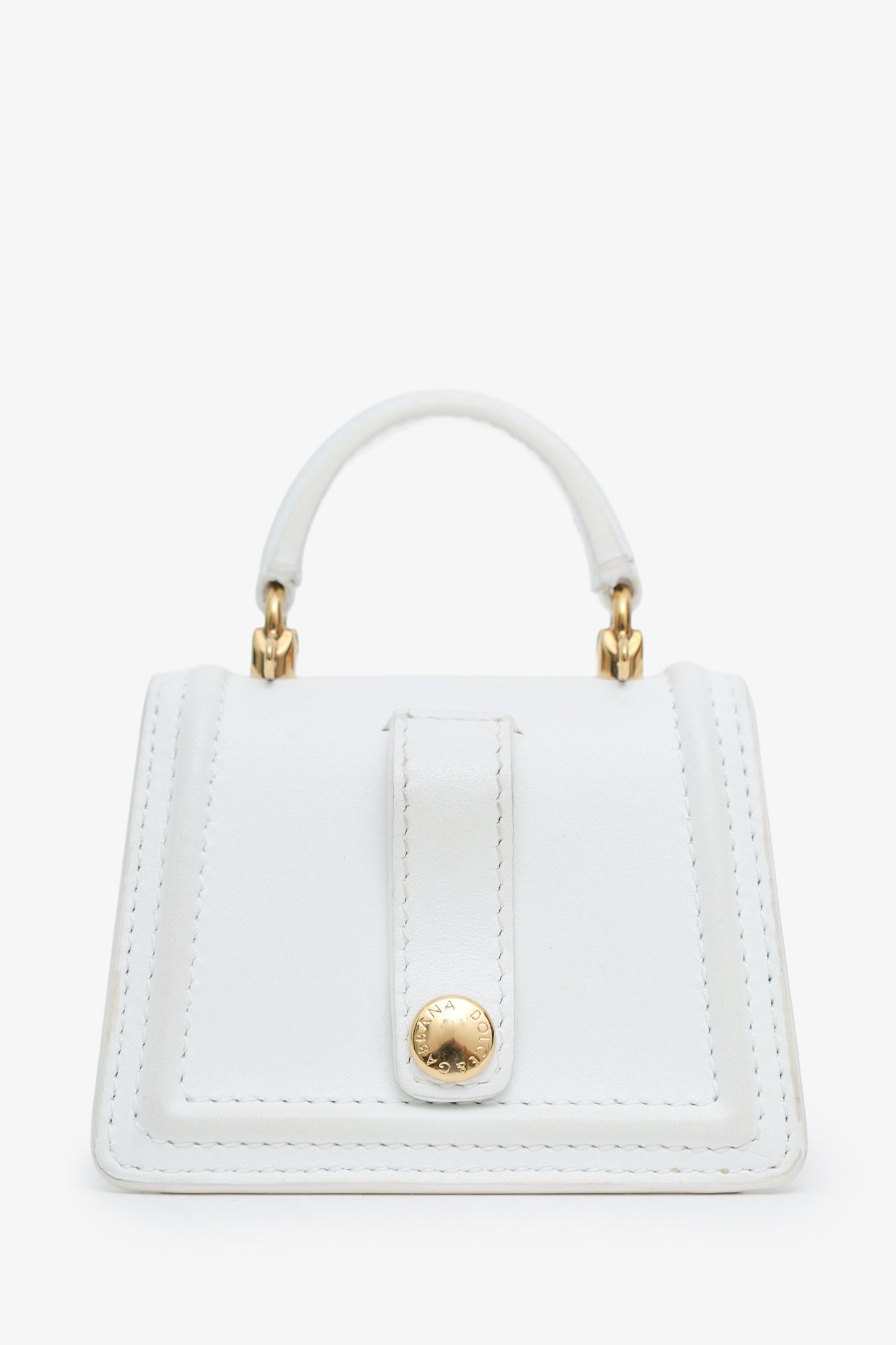 Dolce & Gabbana White Leather Micro Mini Devotion Bag With Chain Strap