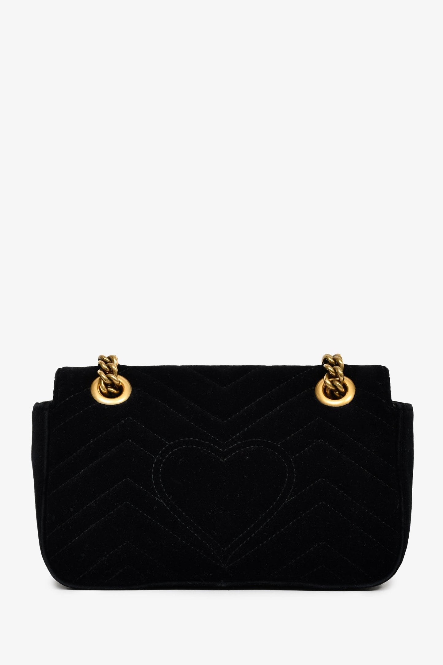Gucci Black Velvet 'GG Marmont' Small Shoulder Bag