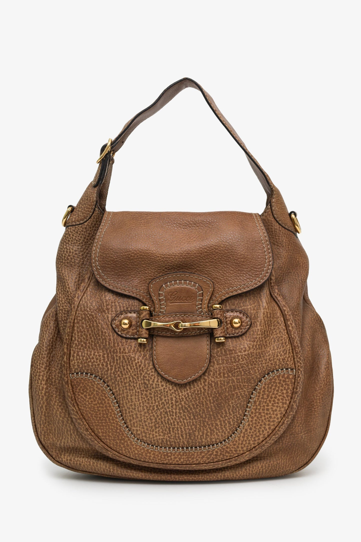 Gucci Brown Guccissima Leather Large New Pelham Horsebit Shoulder Bag