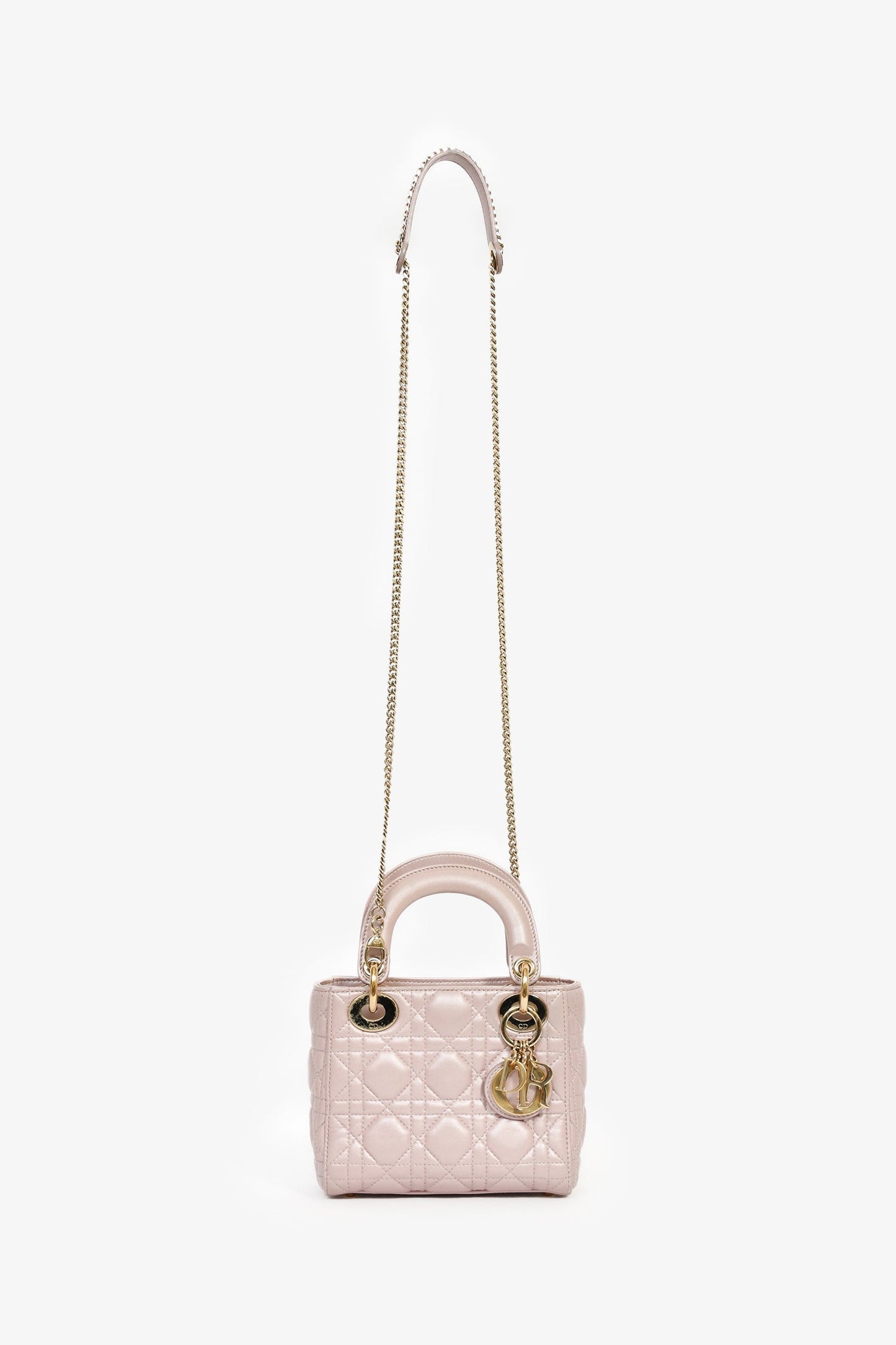 Christian Dior 2017 Pink Iridescent Leather Mini Lady Dior