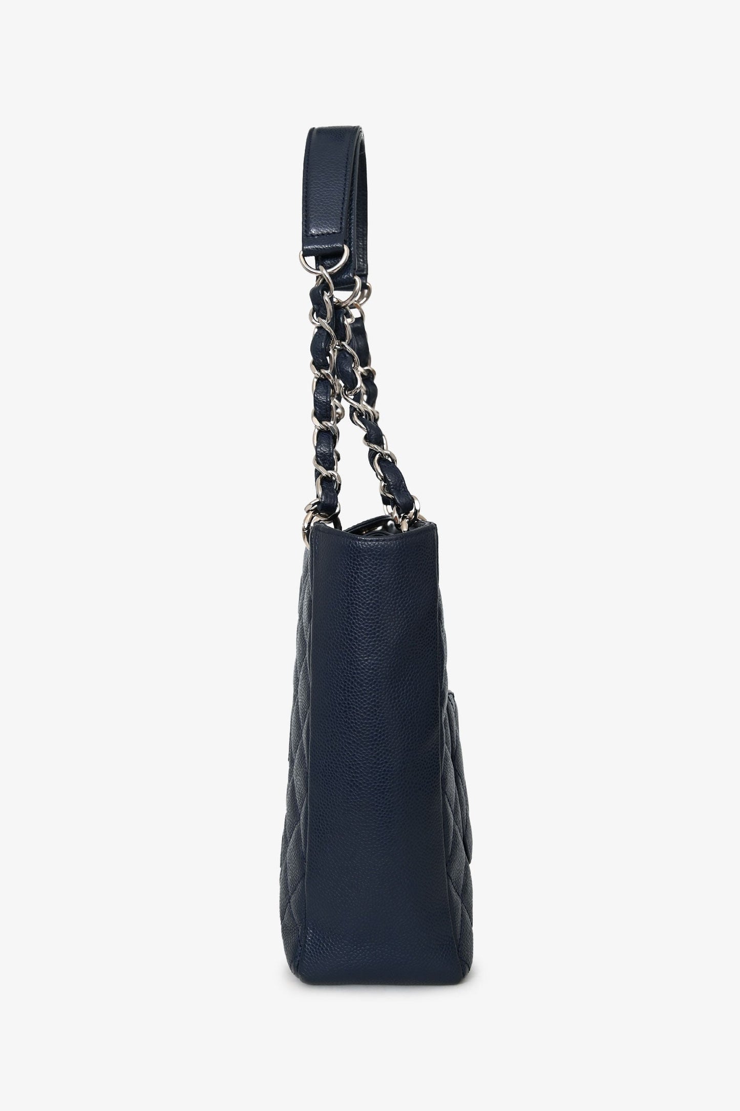 Chanel™ 2009 10 Navy Caviar Petite Shopping Tote SHW