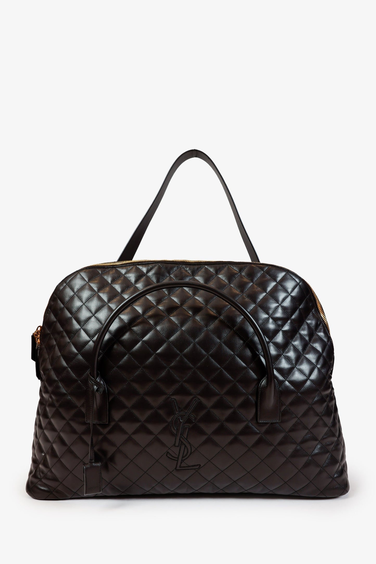 Saint Laurent Black Calfskin Quilted ES Giant Travel Bag With Strap