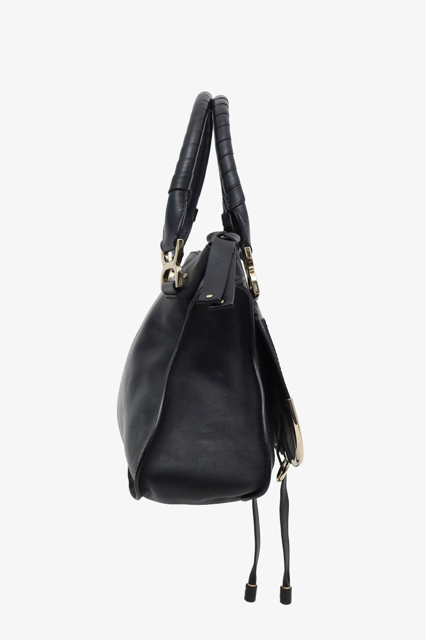 Chloe Black Leather Medium Marcie Shoulder Bag With Strap