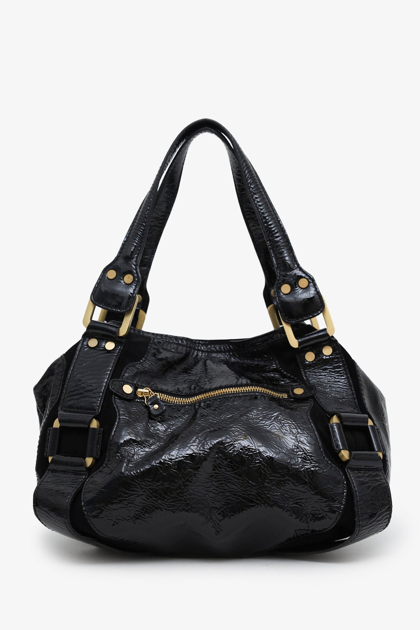 Jimmy Choo Black Patent Leather Mahala Shoulder Bag