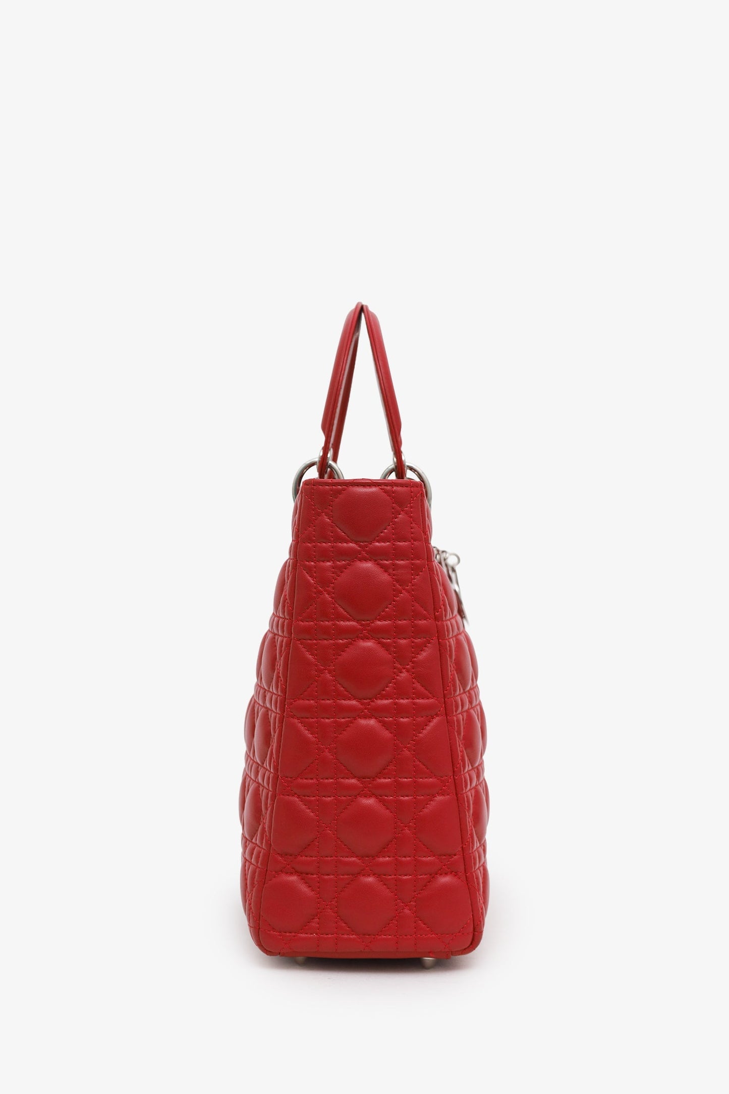 Christian Dior 2012 Red Cannage Lambskin Large Lady Dior with Strap