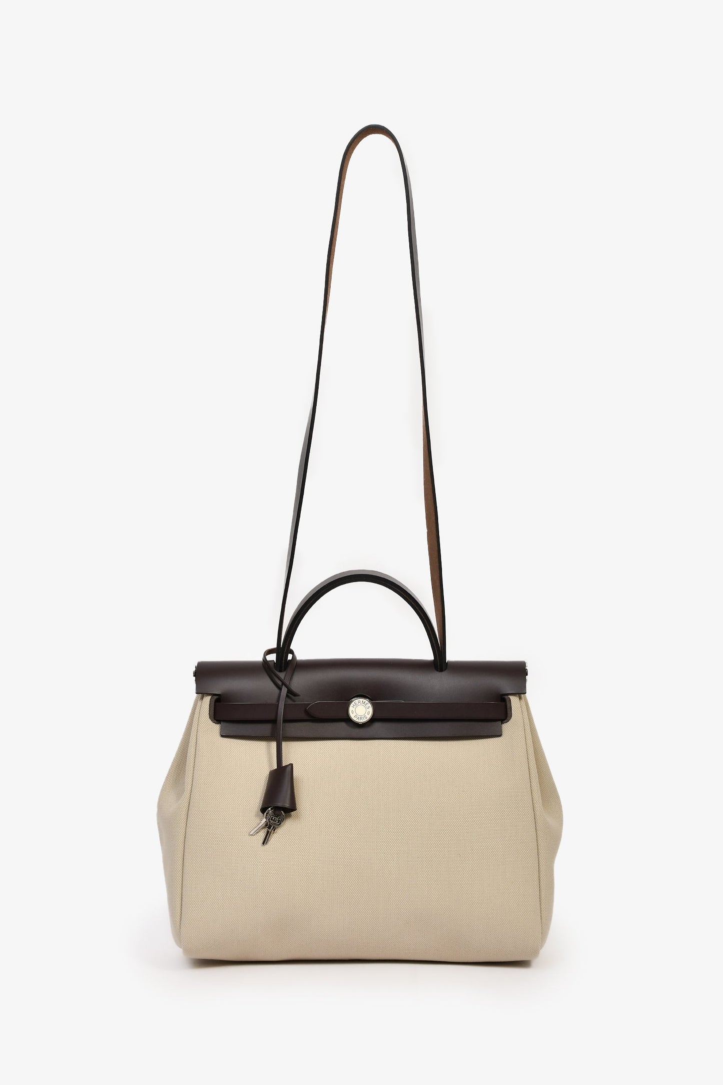 Hermès 2021 Brown/Beige Canvas Leather Herbag 31