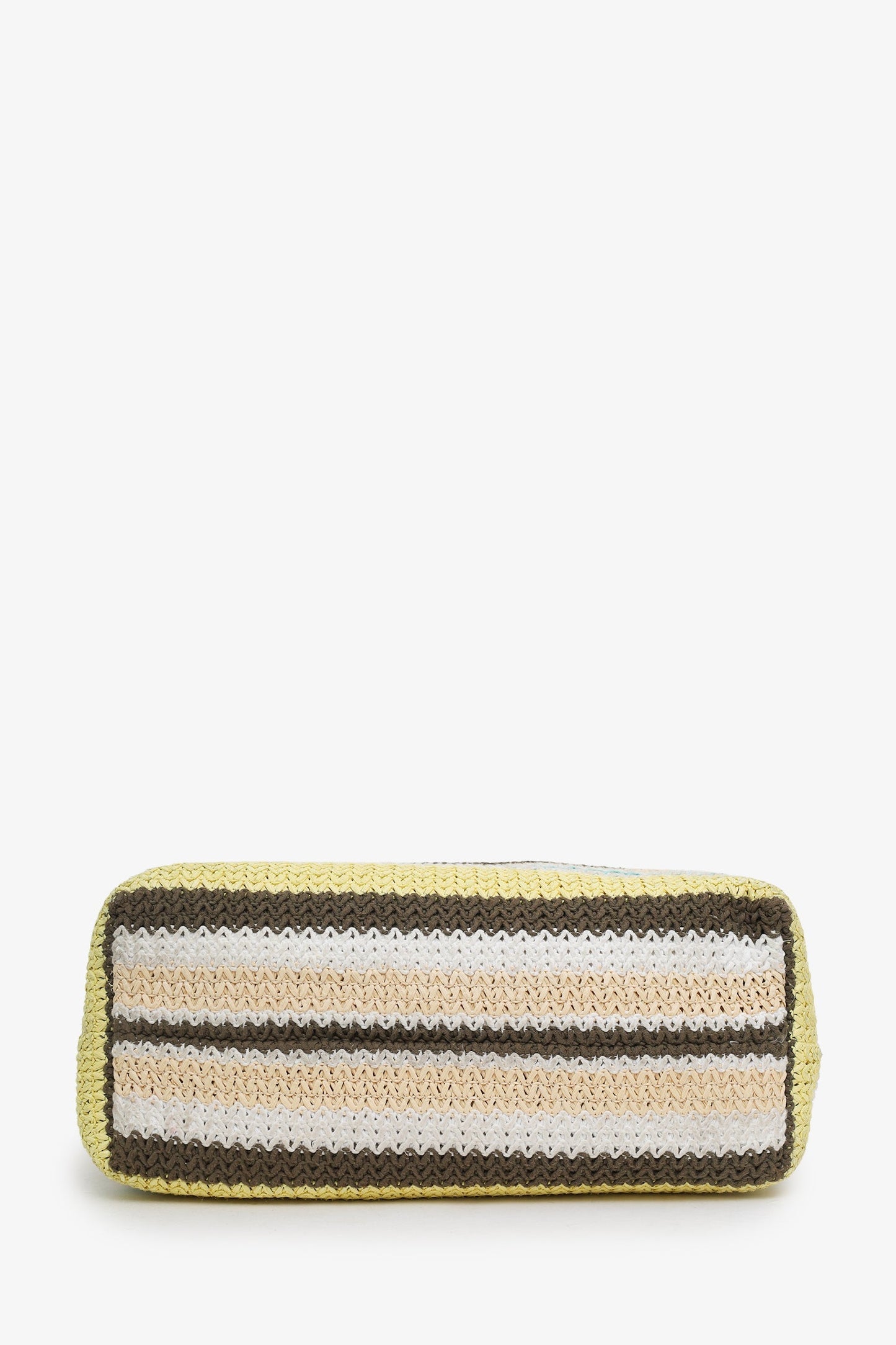 Miu Miu 2025 Limone Natural Raffia Crochet Stripe Tundra Tote Bag