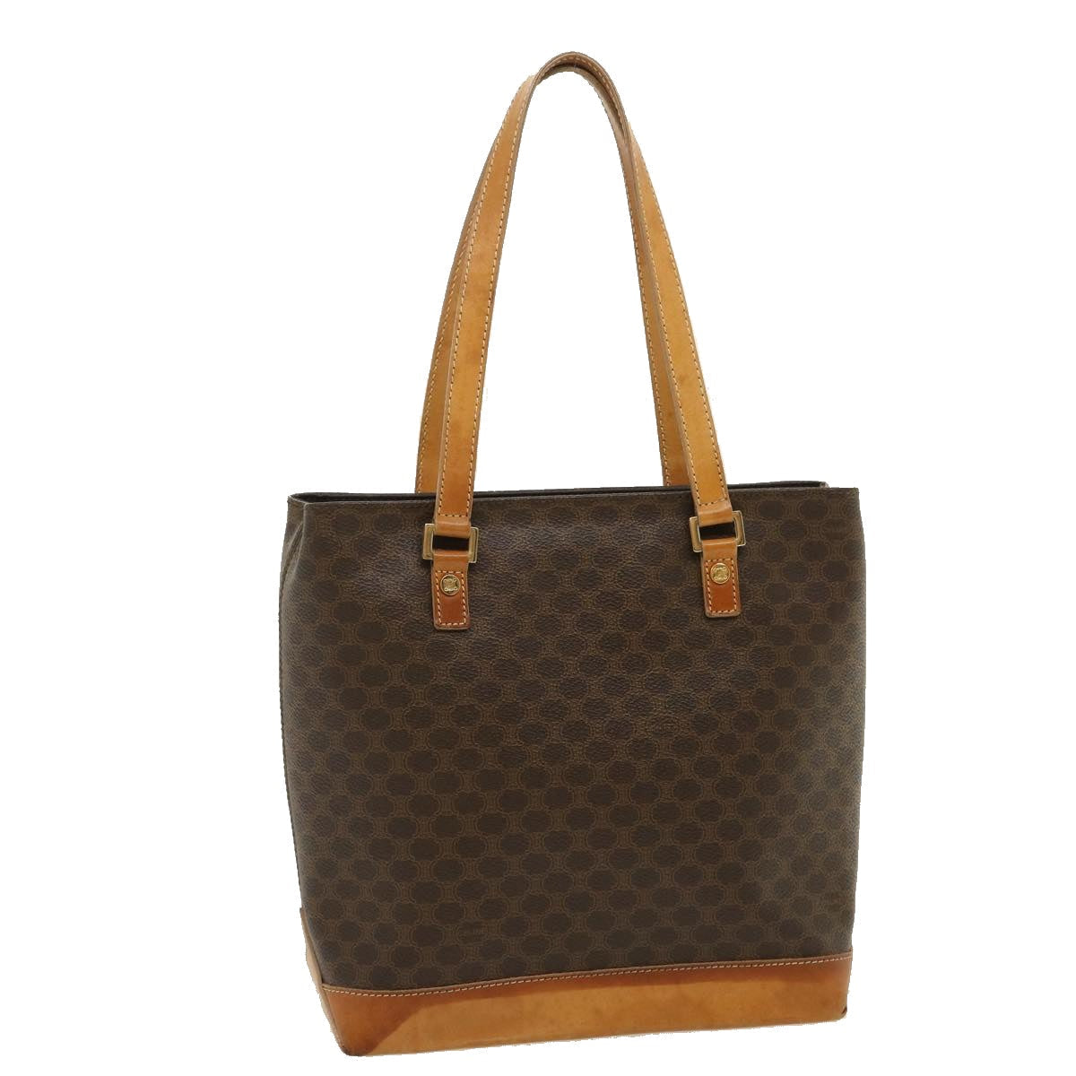Luxury CELINE Macadam Canvas Tote Bag PVC Leather Brown  fm1323