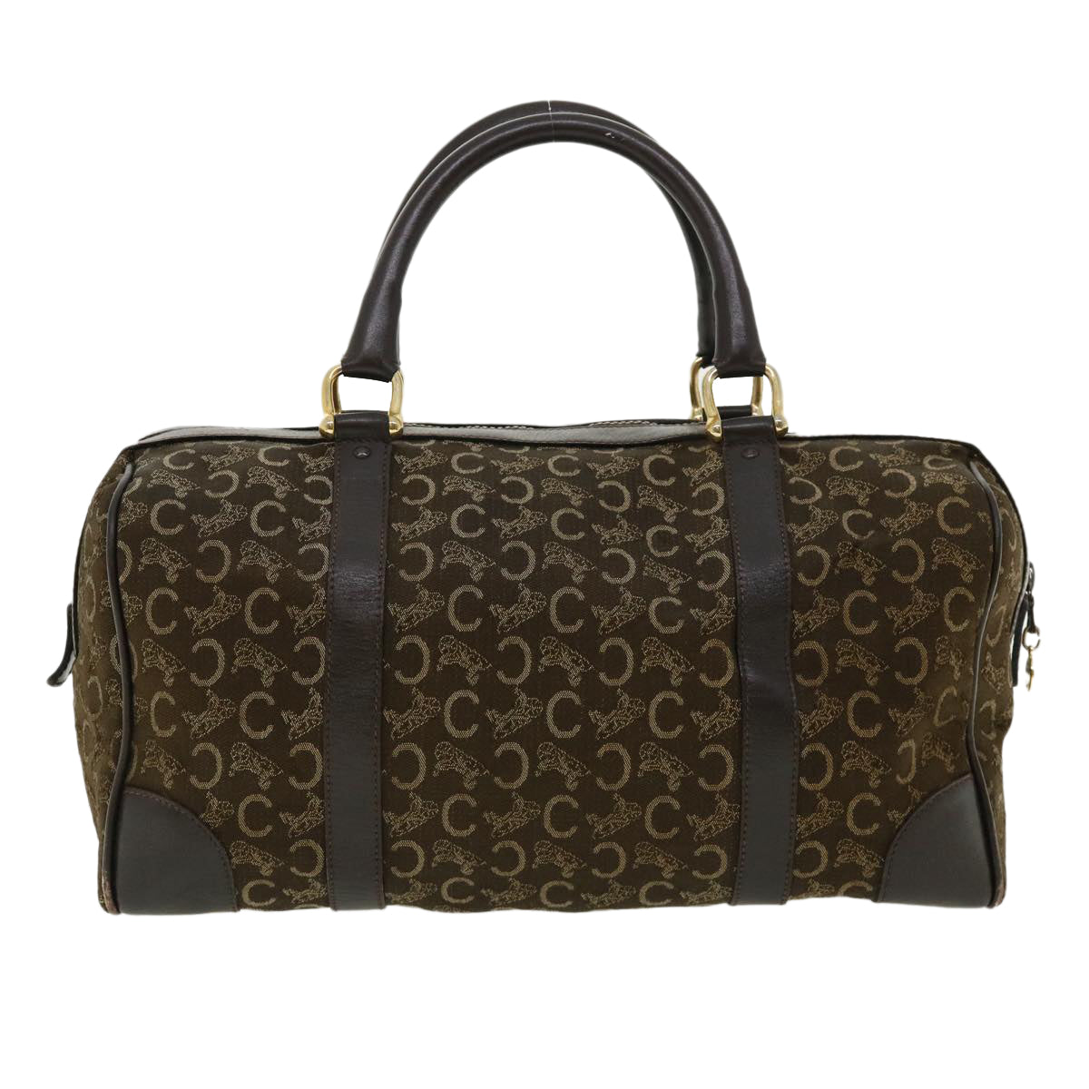 Luxury CELINE Macadam Canvas Hand Bag PVC Leather Brown  fm1746