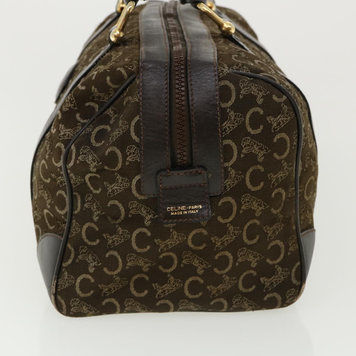 Luxury CELINE Macadam Canvas Hand Bag PVC Leather Brown  fm1746