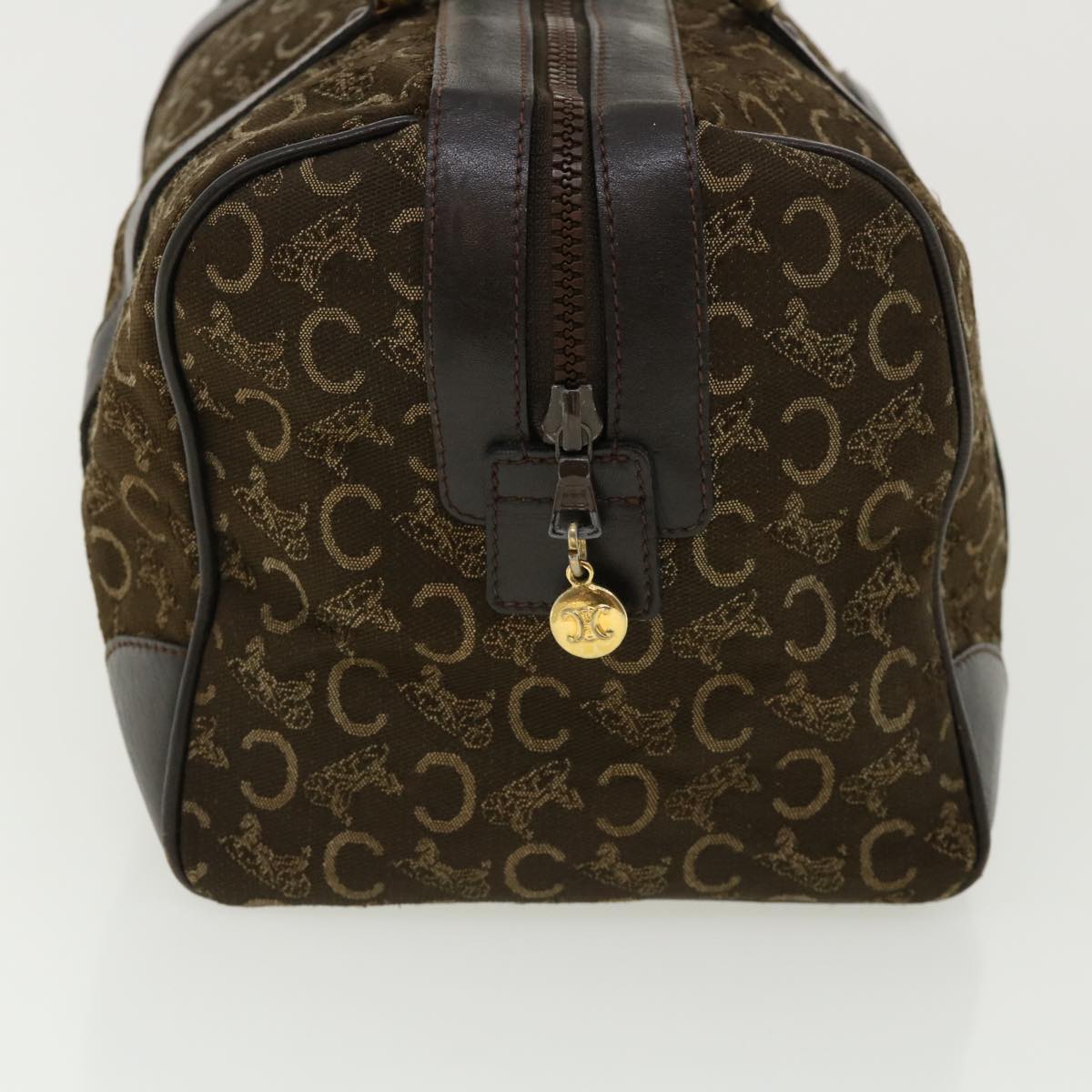 Luxury CELINE Macadam Canvas Hand Bag PVC Leather Brown  fm1746