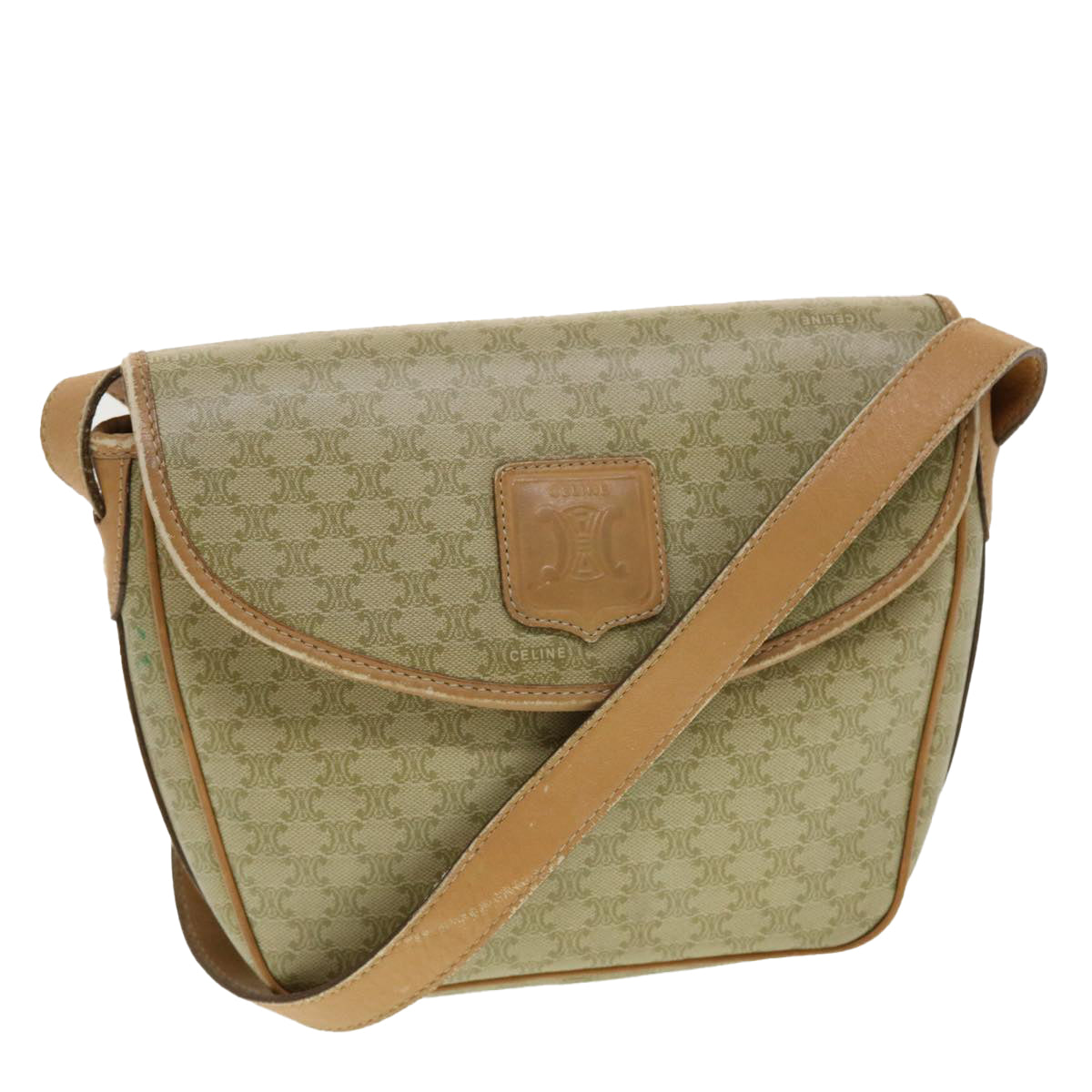 Luxury CELINE Macadam Canvas Shoulder Bag Beige  fm2348