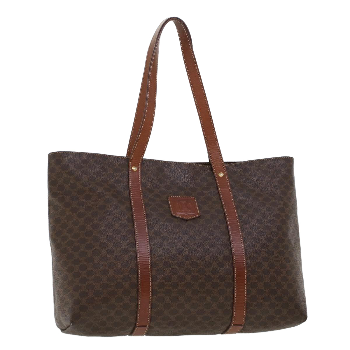 Luxury CELINE Macadam Canvas Tote Bag PVC Leather Brown  fm2373