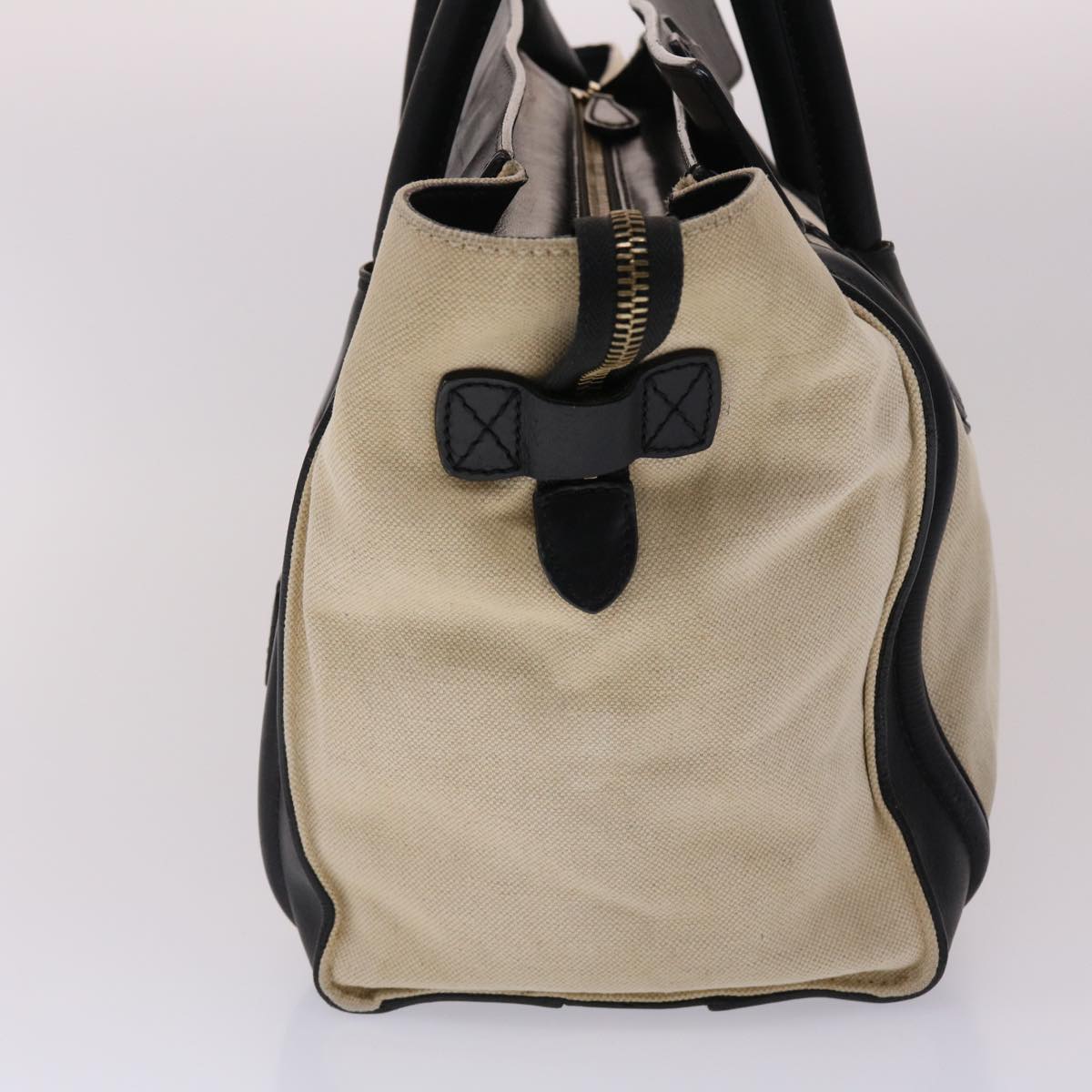 Luxury CELINE Luggage Mini Shopper Hand Bag Canvas Leather Beige  fm2541