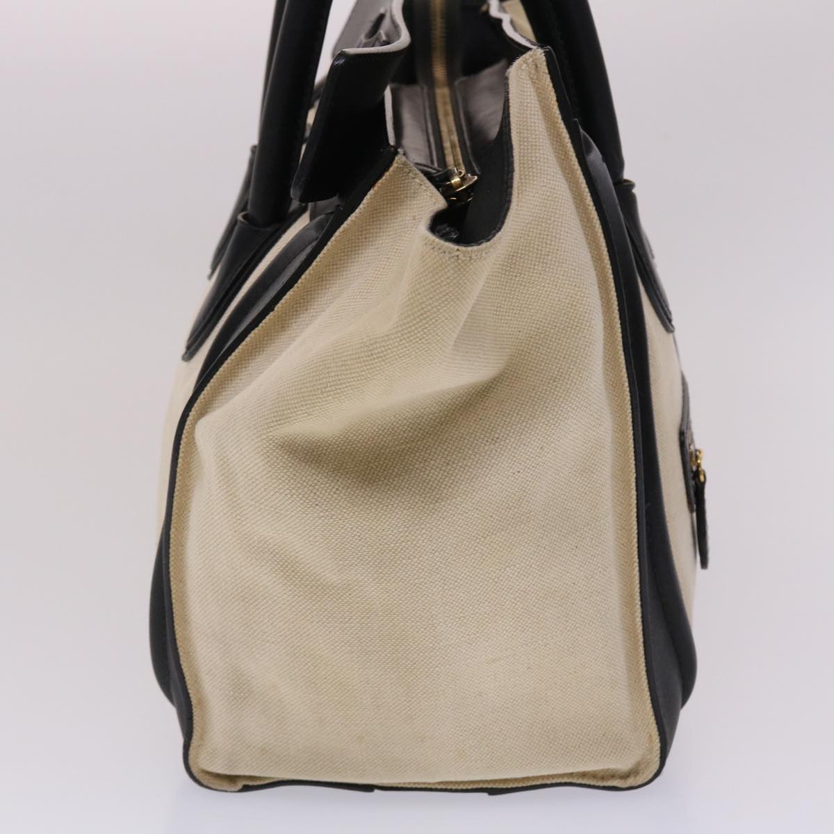 Luxury CELINE Luggage Mini Shopper Hand Bag Canvas Leather Beige  fm2541
