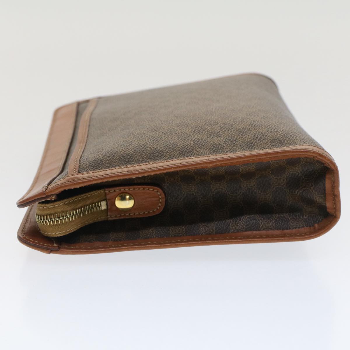 Luxury CELINE Macadam Canvas Clutch Bag PVC Leather Brown fm2642