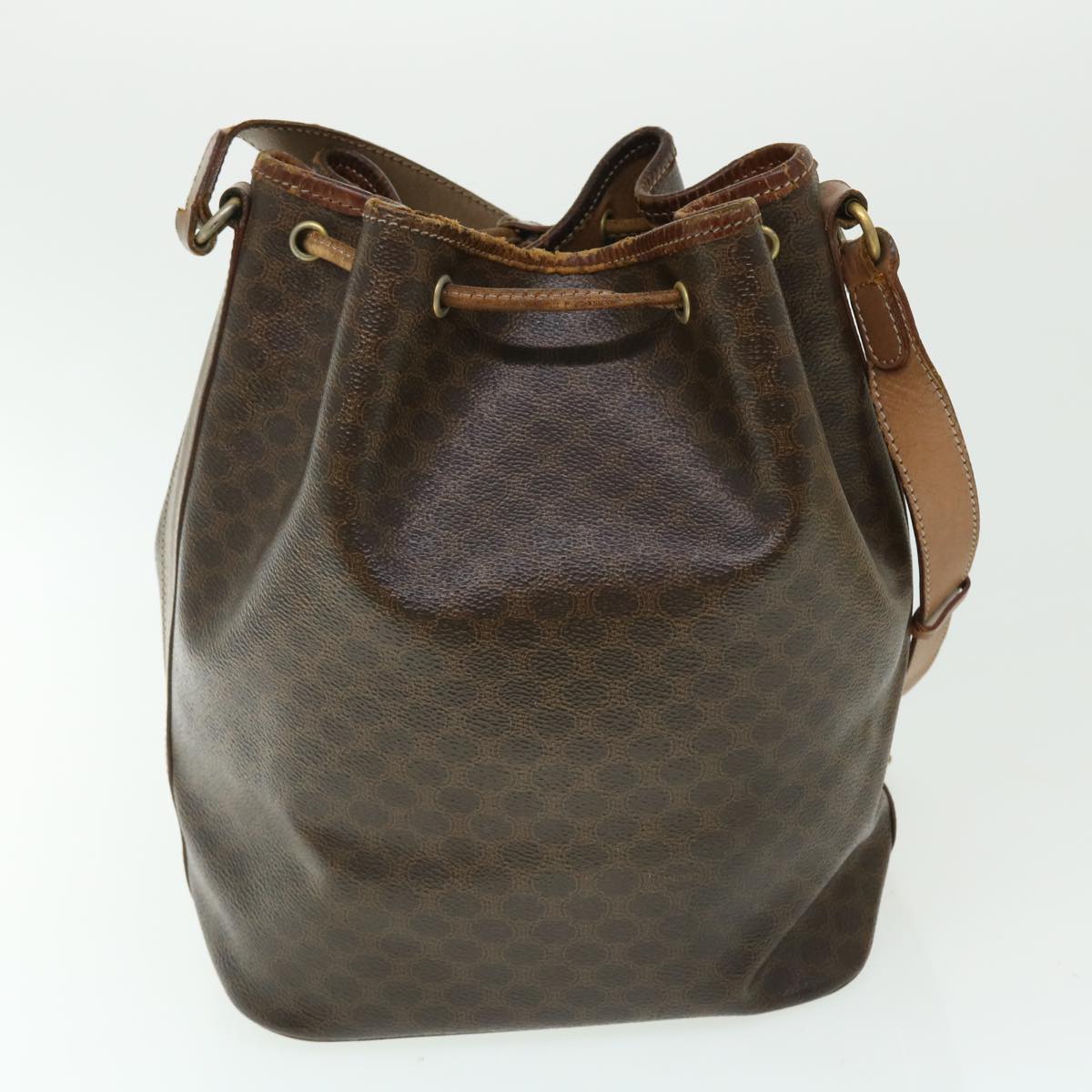 Luxury CELINE Macadam Canvas Shoulder Bag PVC Leather 2Set Brown Beige  fm2643
