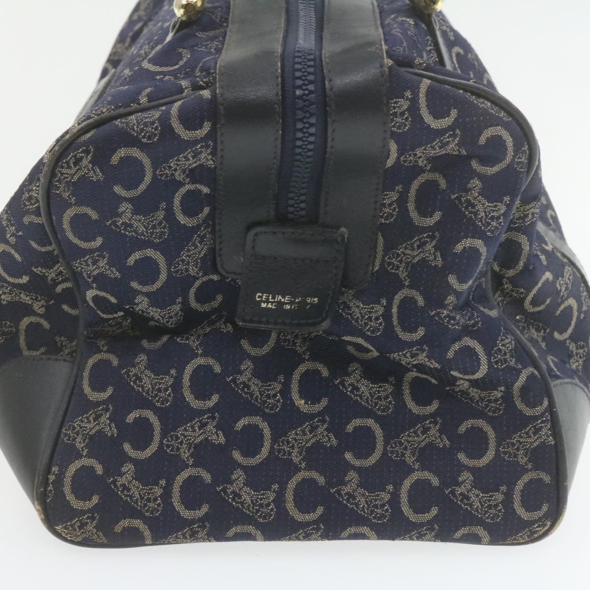 Luxury CELINE horse carriage C Macadam Canvas Hand Bag Navy Blue  fm274